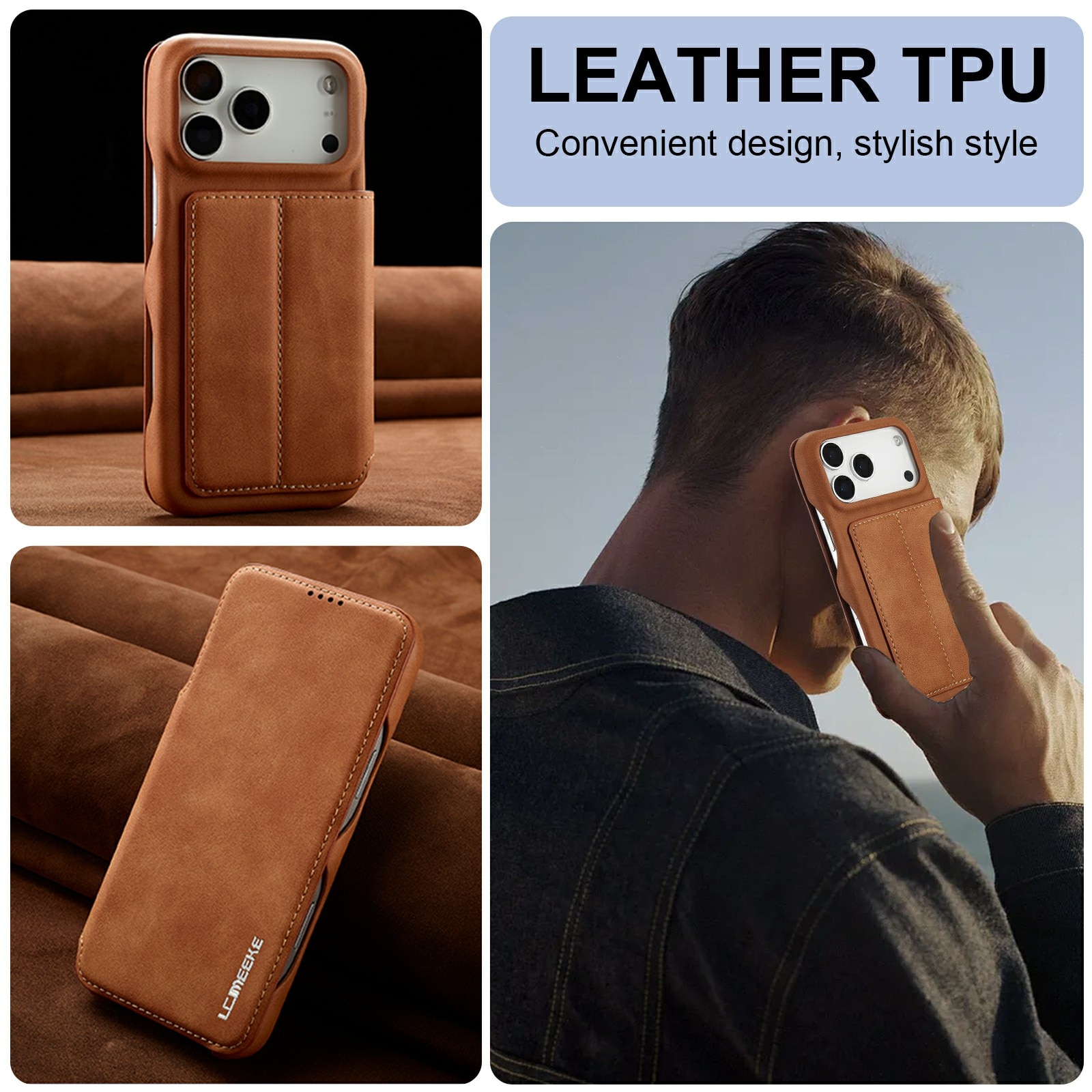 Slim Bookcover hoesje iPhone 17 Pro Cognac