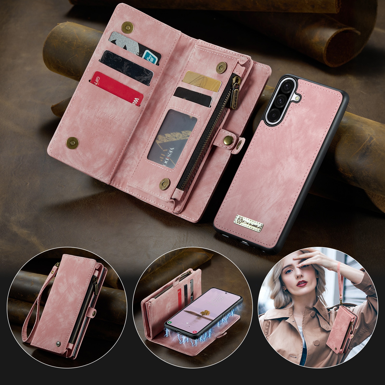 Multi-slot Hoesje Samsung Galaxy A17 Roze