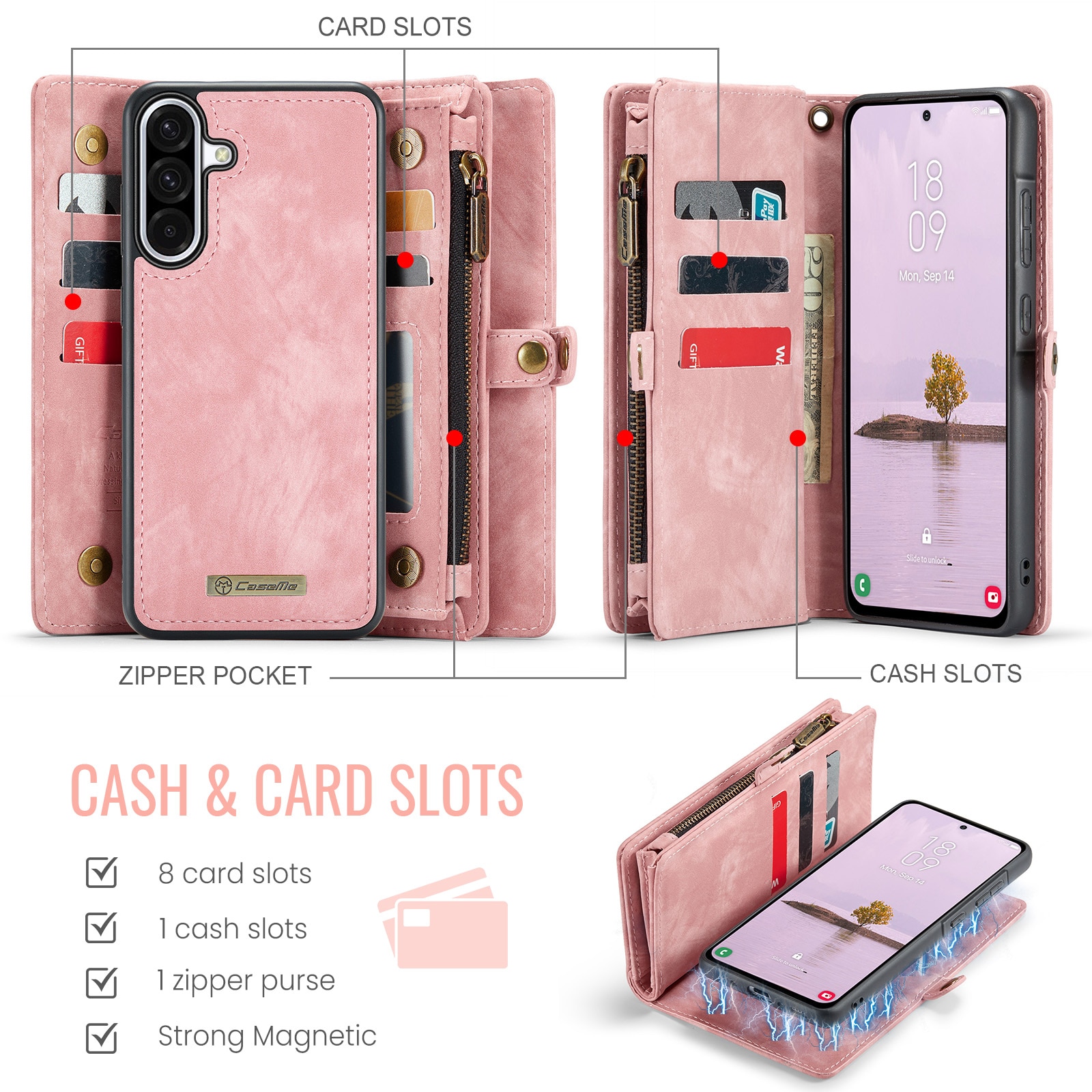 Multi-slot Hoesje Samsung Galaxy A17 Roze