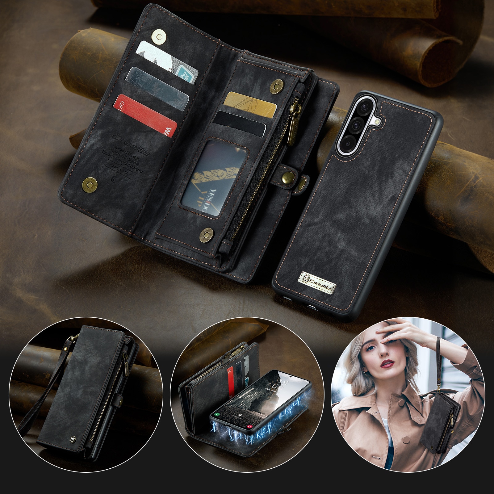 Multi-slot Hoesje Samsung Galaxy A17 Grijs
