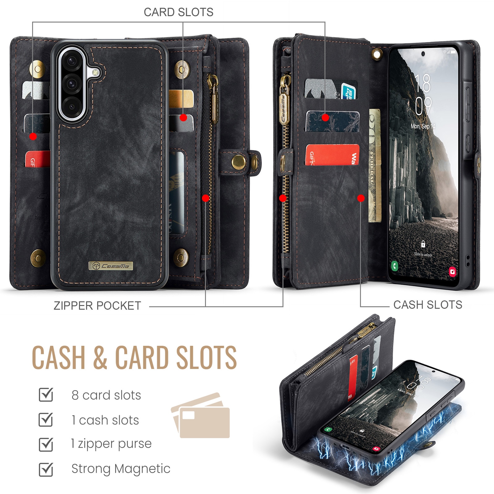 Multi-slot Hoesje Samsung Galaxy A17 Grijs