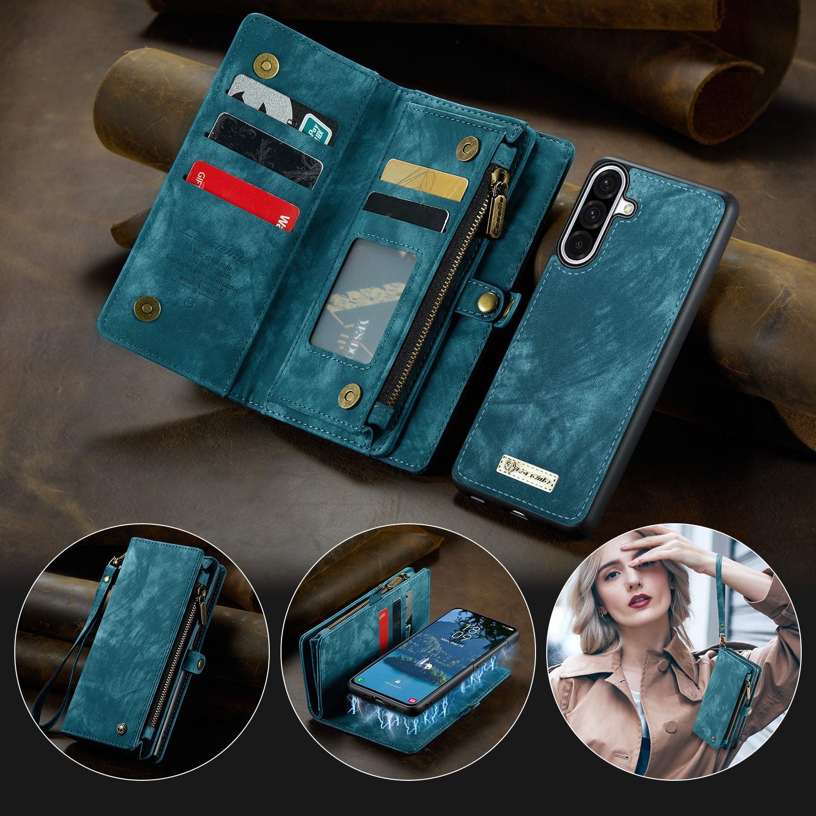 Multi-slot Hoesje Samsung Galaxy A17 Blauw