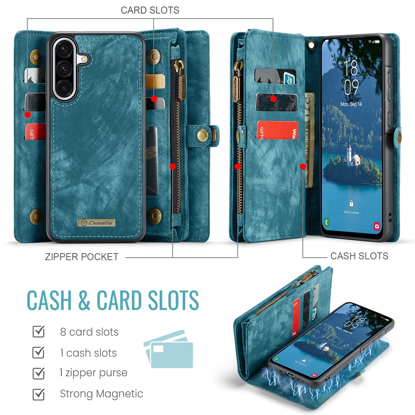 Multi-slot Hoesje Samsung Galaxy A17 Blauw