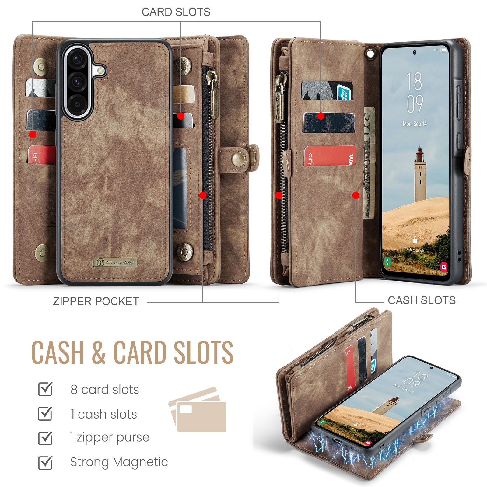 Multi-slot Hoesje Samsung Galaxy A17 Bruin