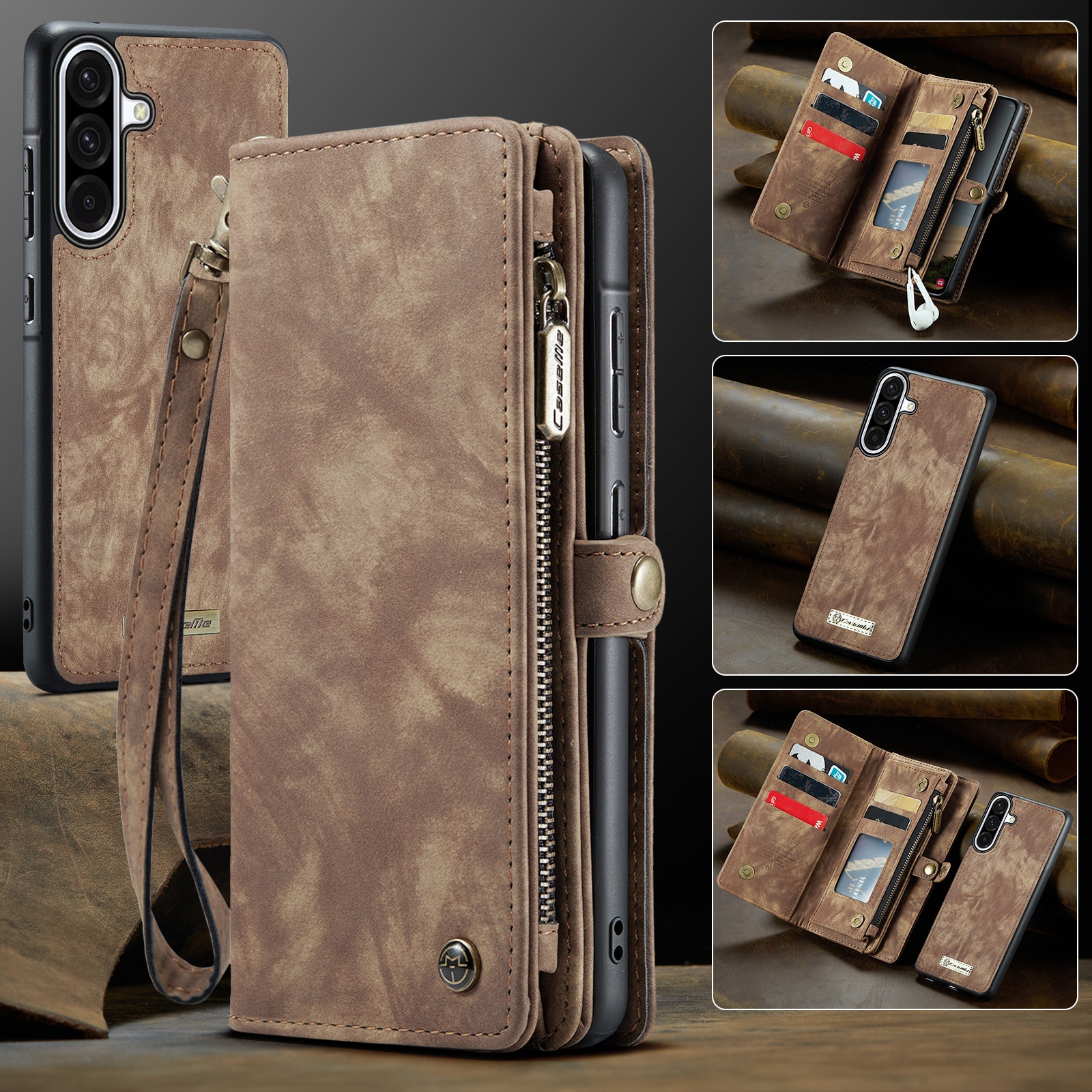 Multi-slot Hoesje Samsung Galaxy A17 Bruin