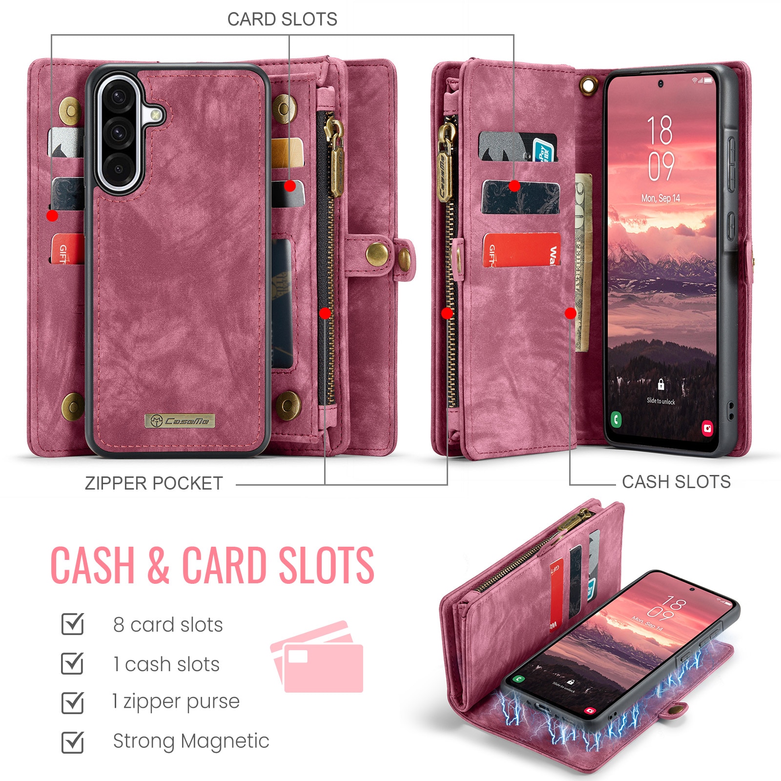Multi-slot Hoesje Samsung Galaxy A17 Rood
