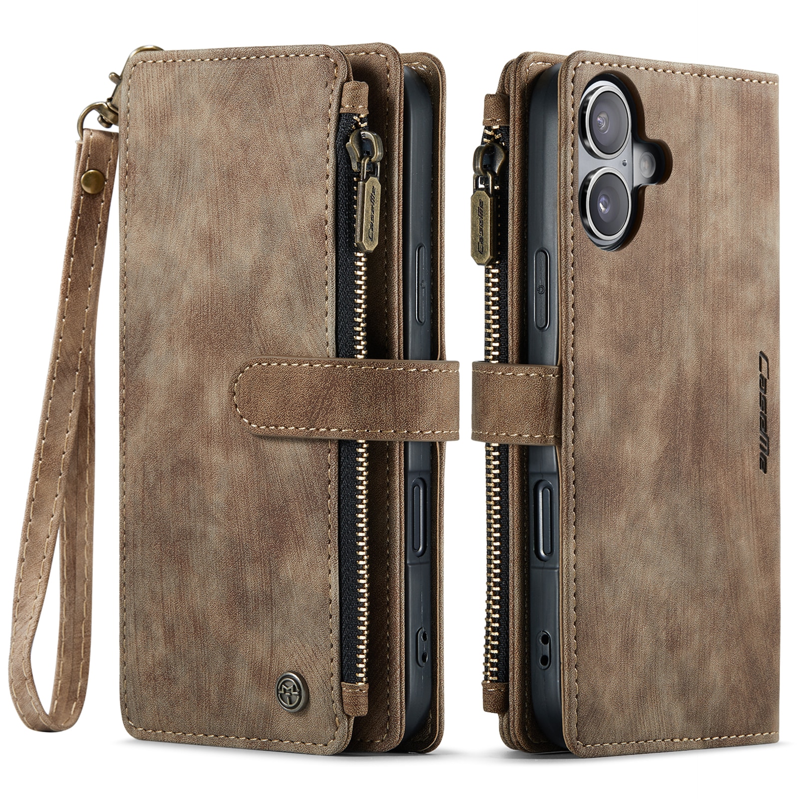 Bookcover hoesje Rits iPhone 17 Bruin