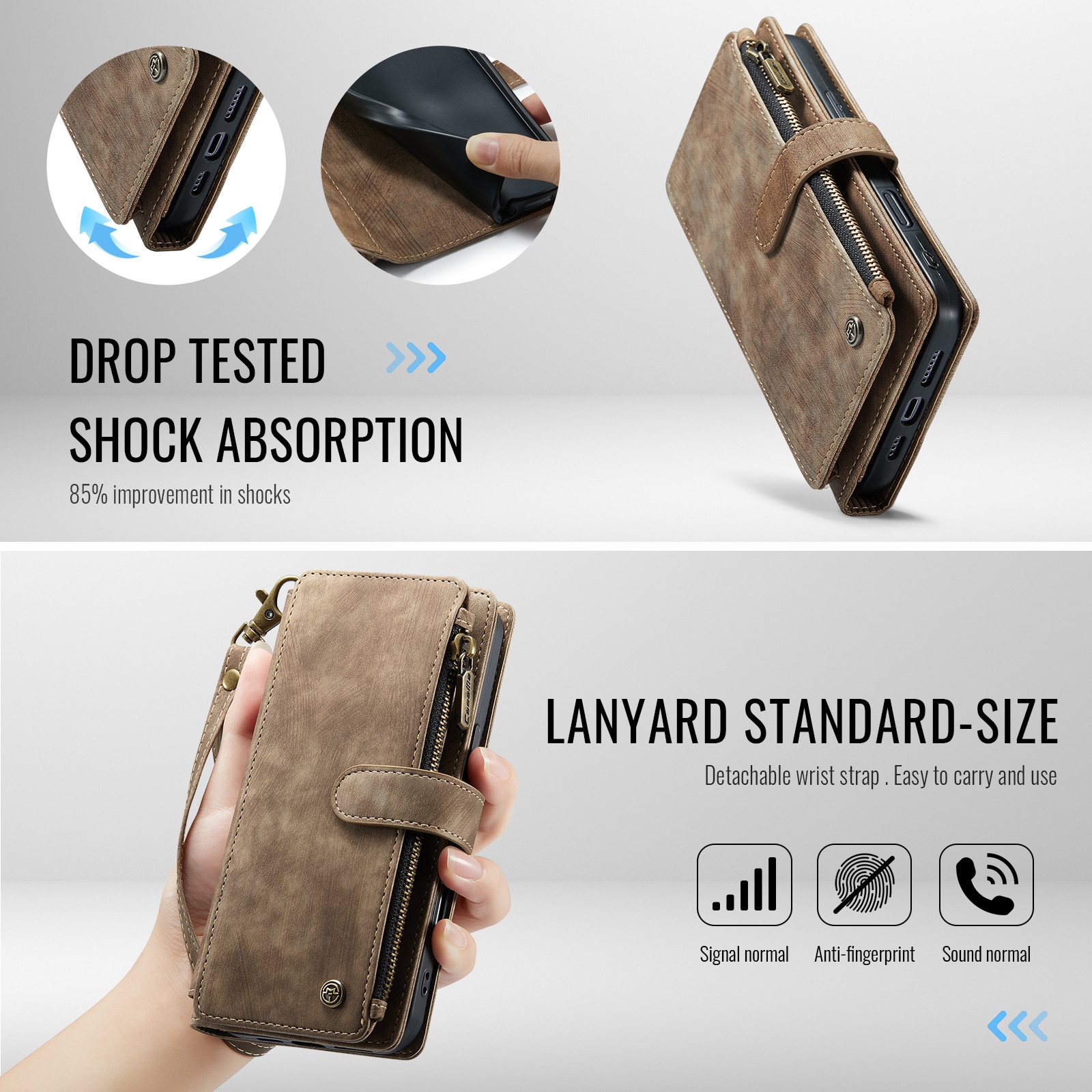 Bookcover hoesje Rits iPhone 17 Bruin