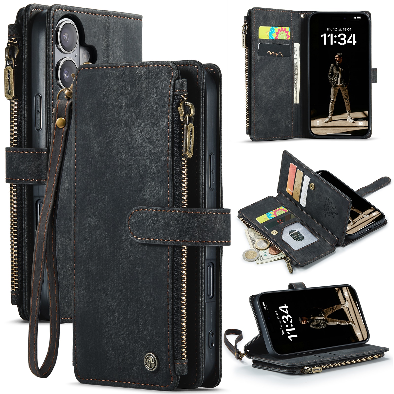 Bookcover hoesje Rits iPhone 17 Zwart