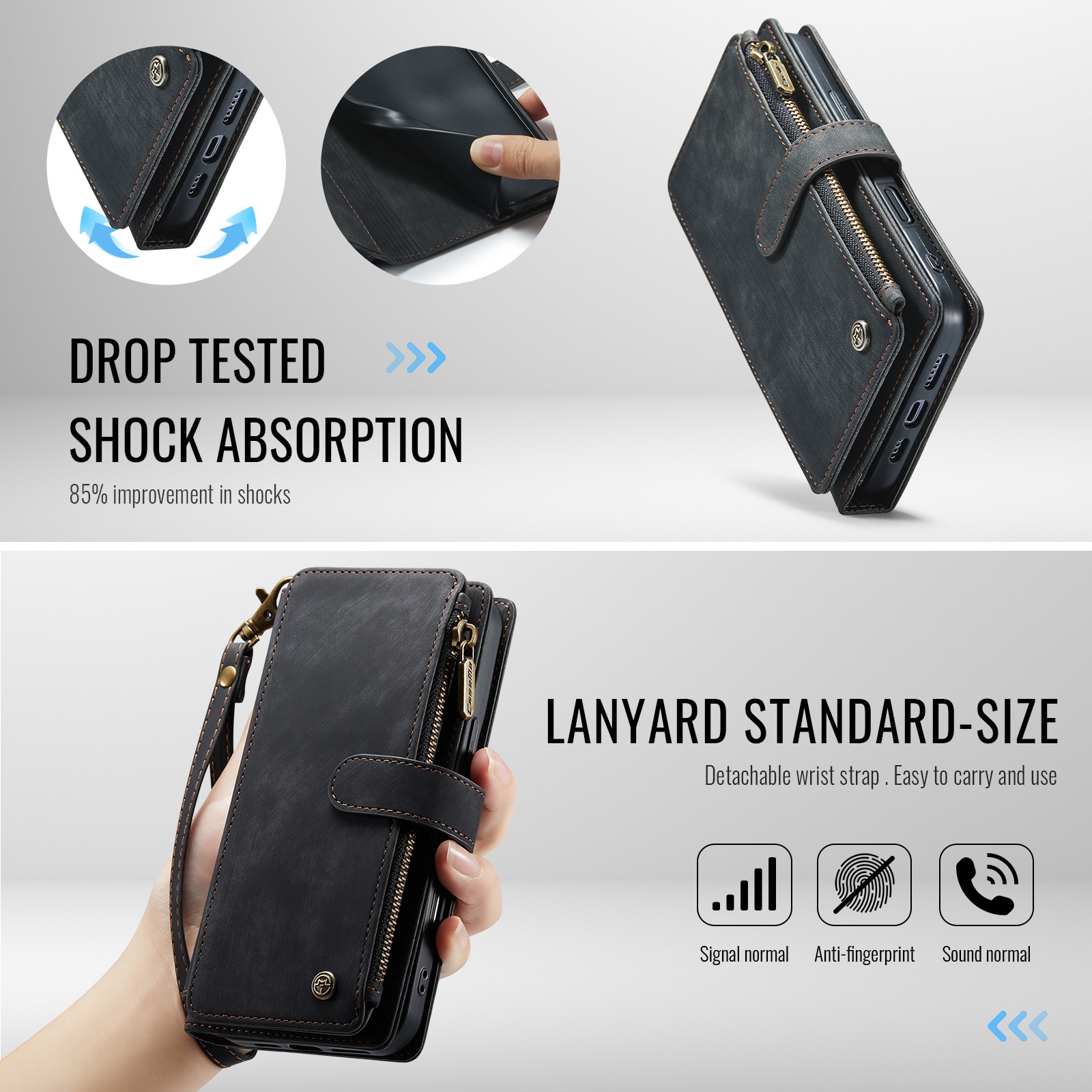 Bookcover hoesje Rits iPhone 17 Zwart