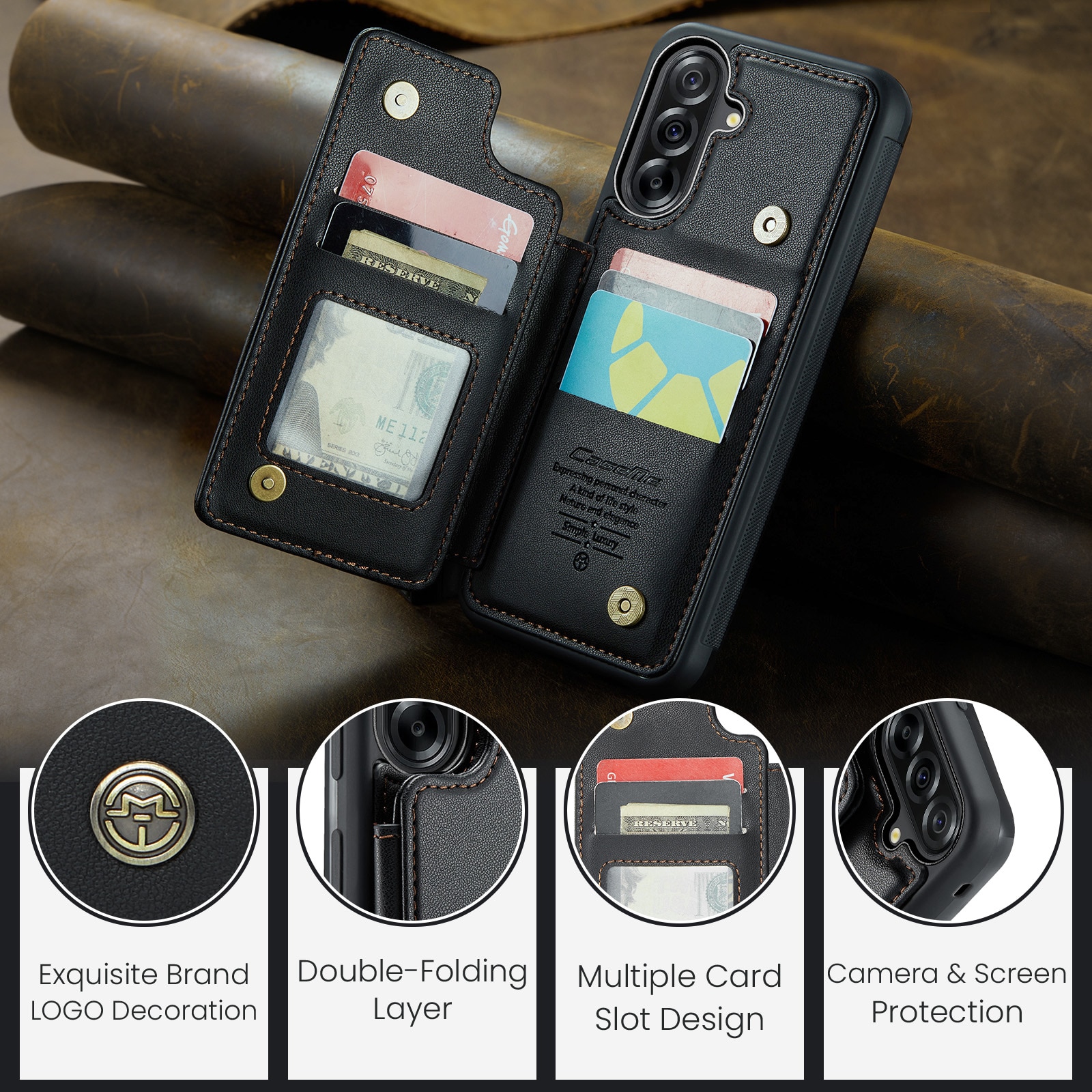 RFID blocking Portemonnee hoesje Samsung Galaxy A17 zwart
