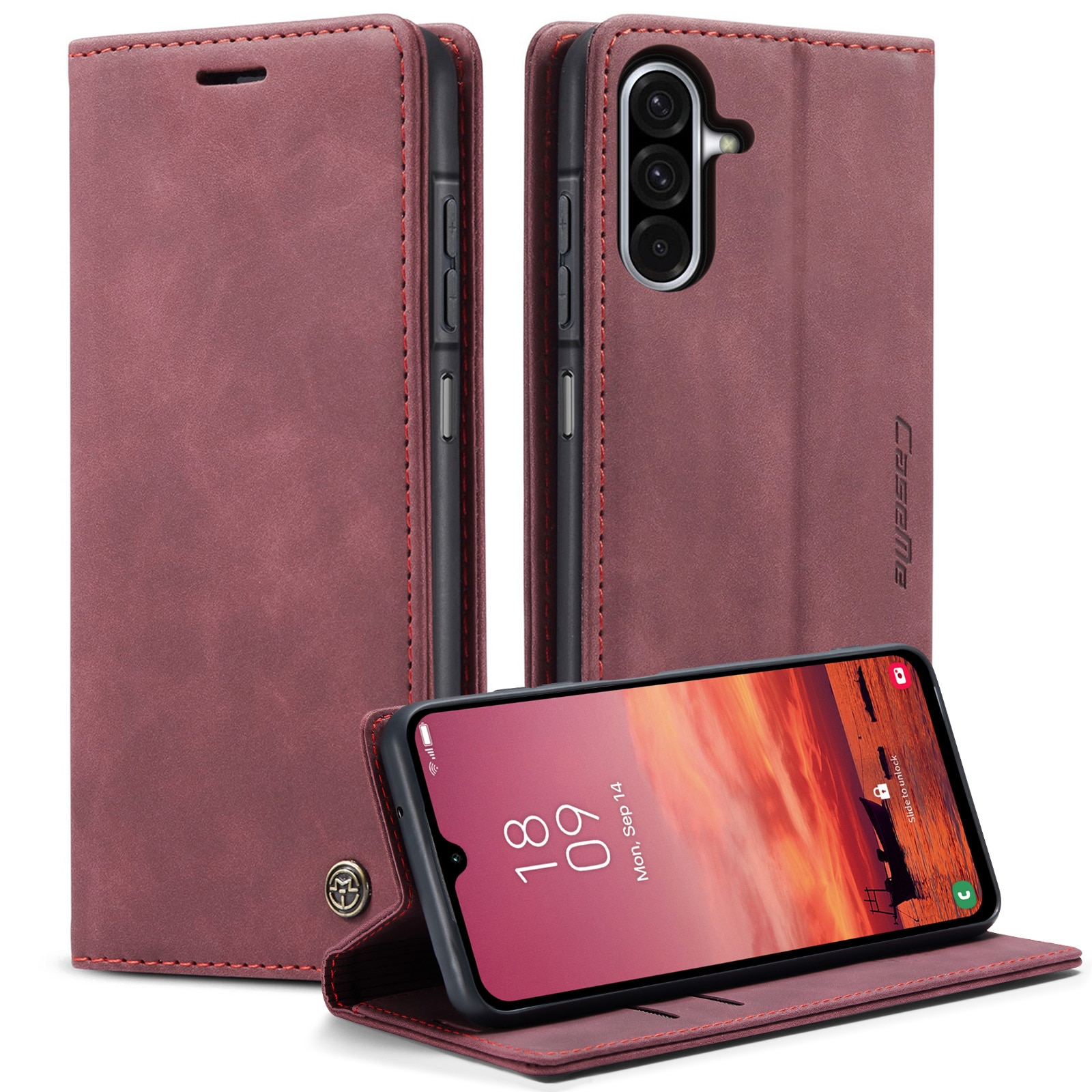 Slim Bookcover Hoesje Samsung Galaxy A17 Rood