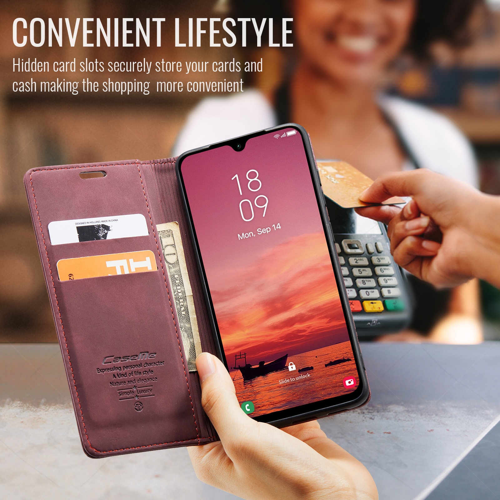 Slim Bookcover Hoesje Samsung Galaxy A17 Rood