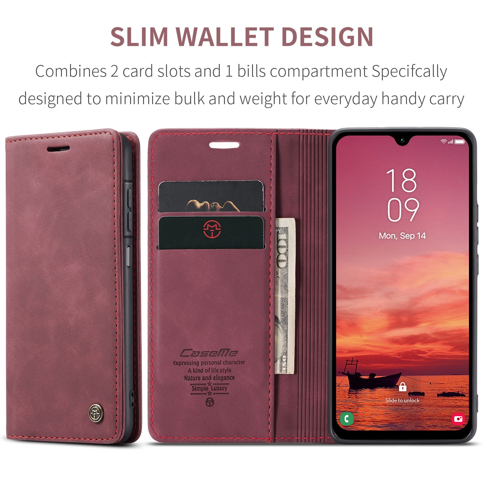 Slim Bookcover Hoesje Samsung Galaxy A17 Rood