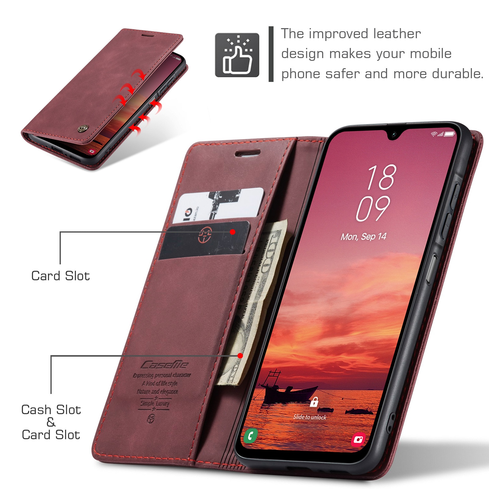 Slim Bookcover Hoesje Samsung Galaxy A17 Rood