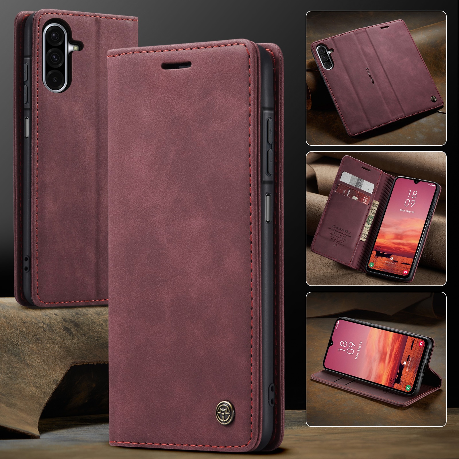 Slim Bookcover Hoesje Samsung Galaxy A17 Rood