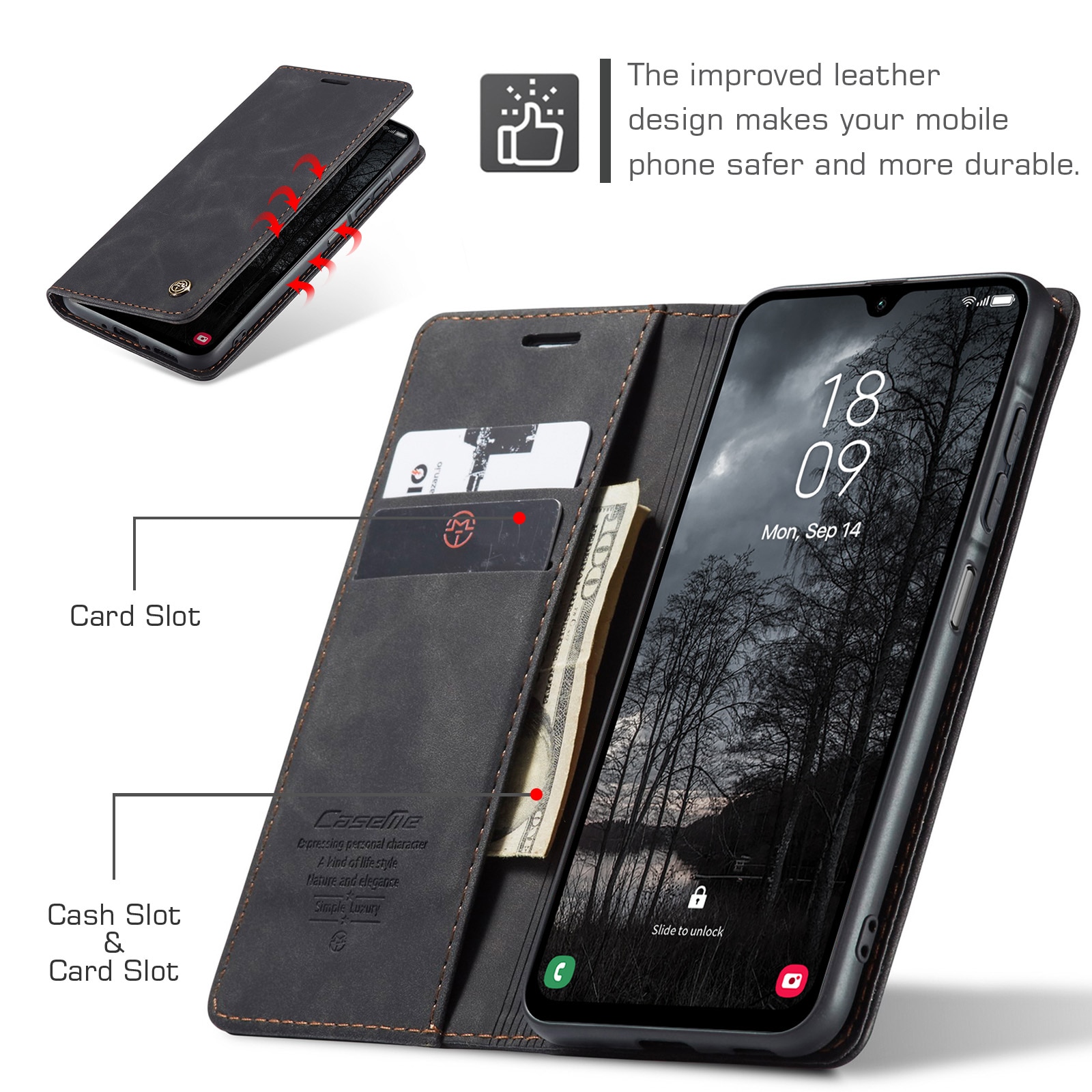 Slim Bookcover Hoesje Samsung Galaxy A17 Zwart