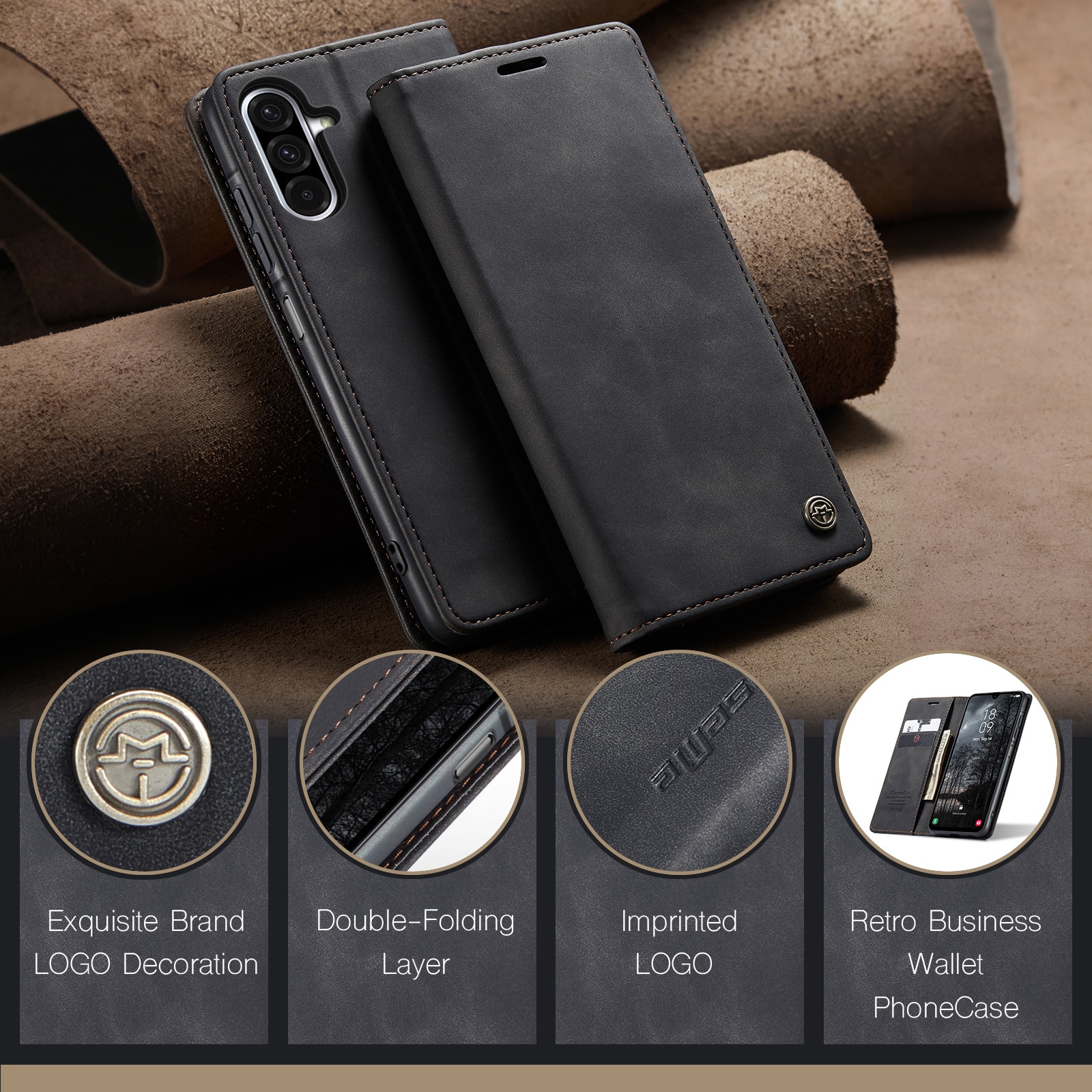 Slim Bookcover Hoesje Samsung Galaxy A17 Zwart