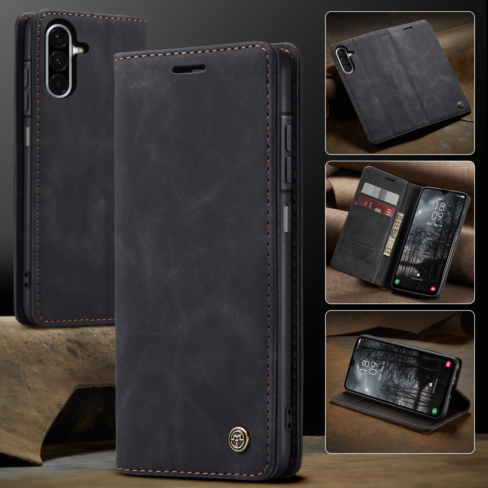 Slim Bookcover Hoesje Samsung Galaxy A17 Zwart
