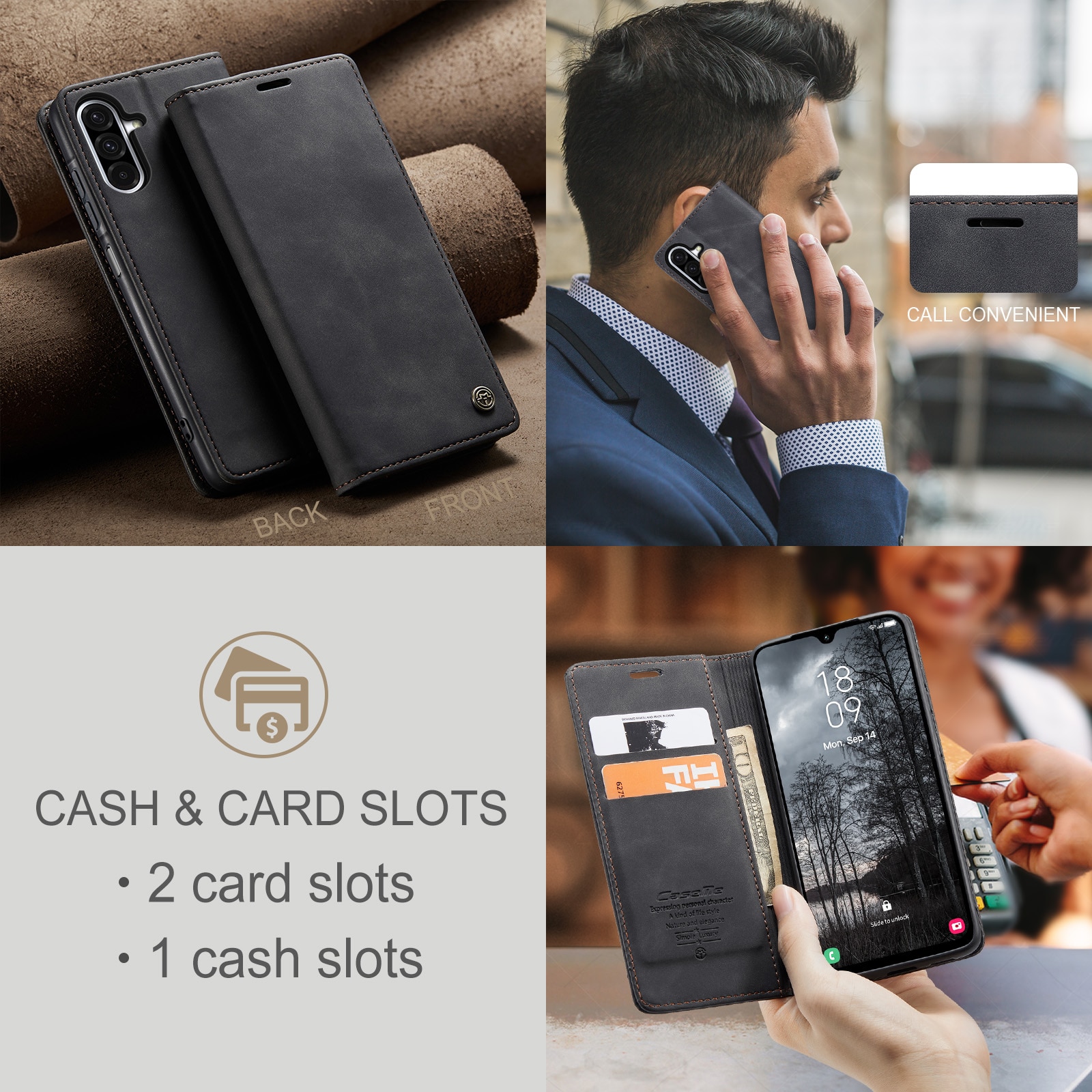 Slim Bookcover Hoesje Samsung Galaxy A17 Zwart