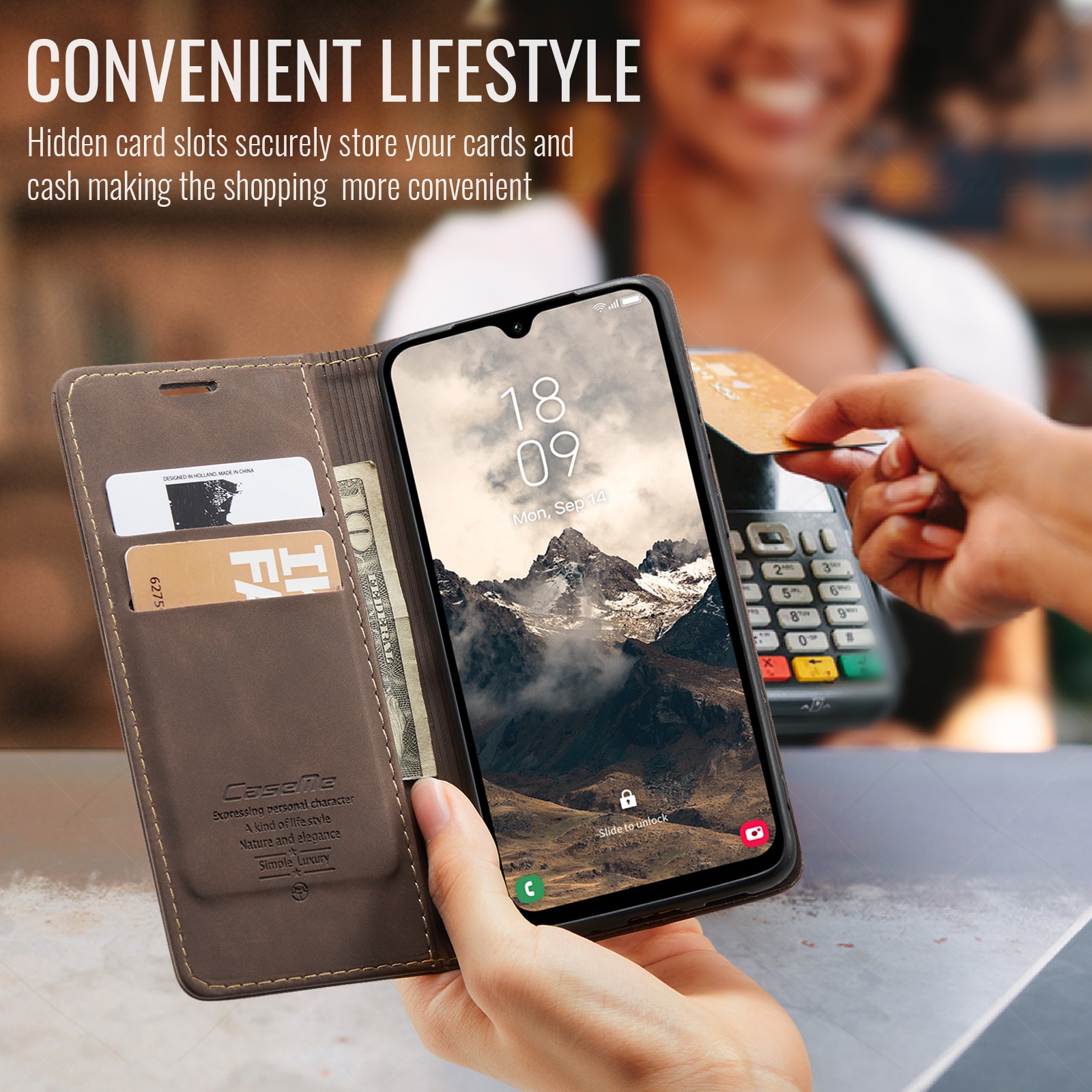 Slim Bookcover Hoesje Samsung Galaxy A17 Bruin