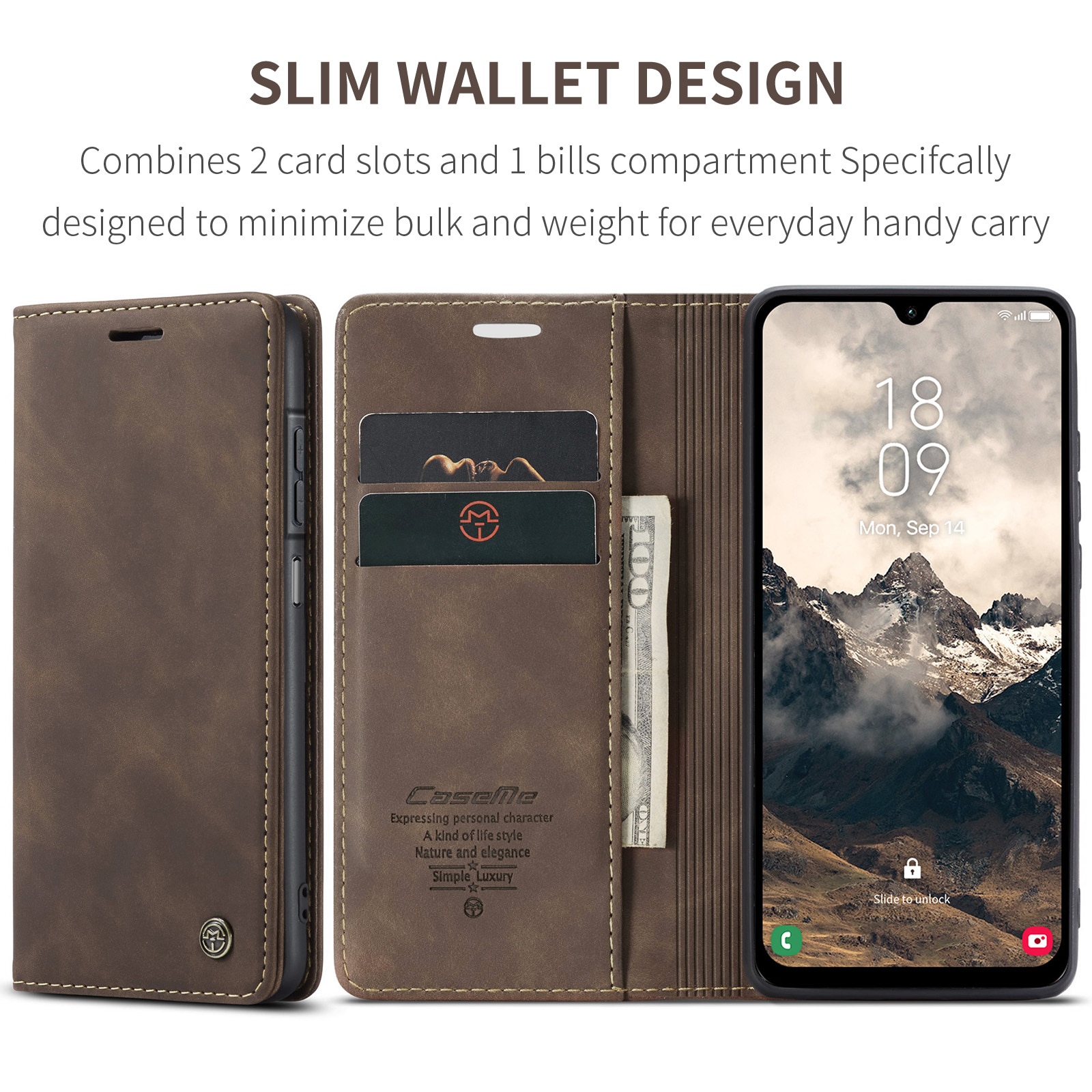 Slim Bookcover Hoesje Samsung Galaxy A17 Bruin