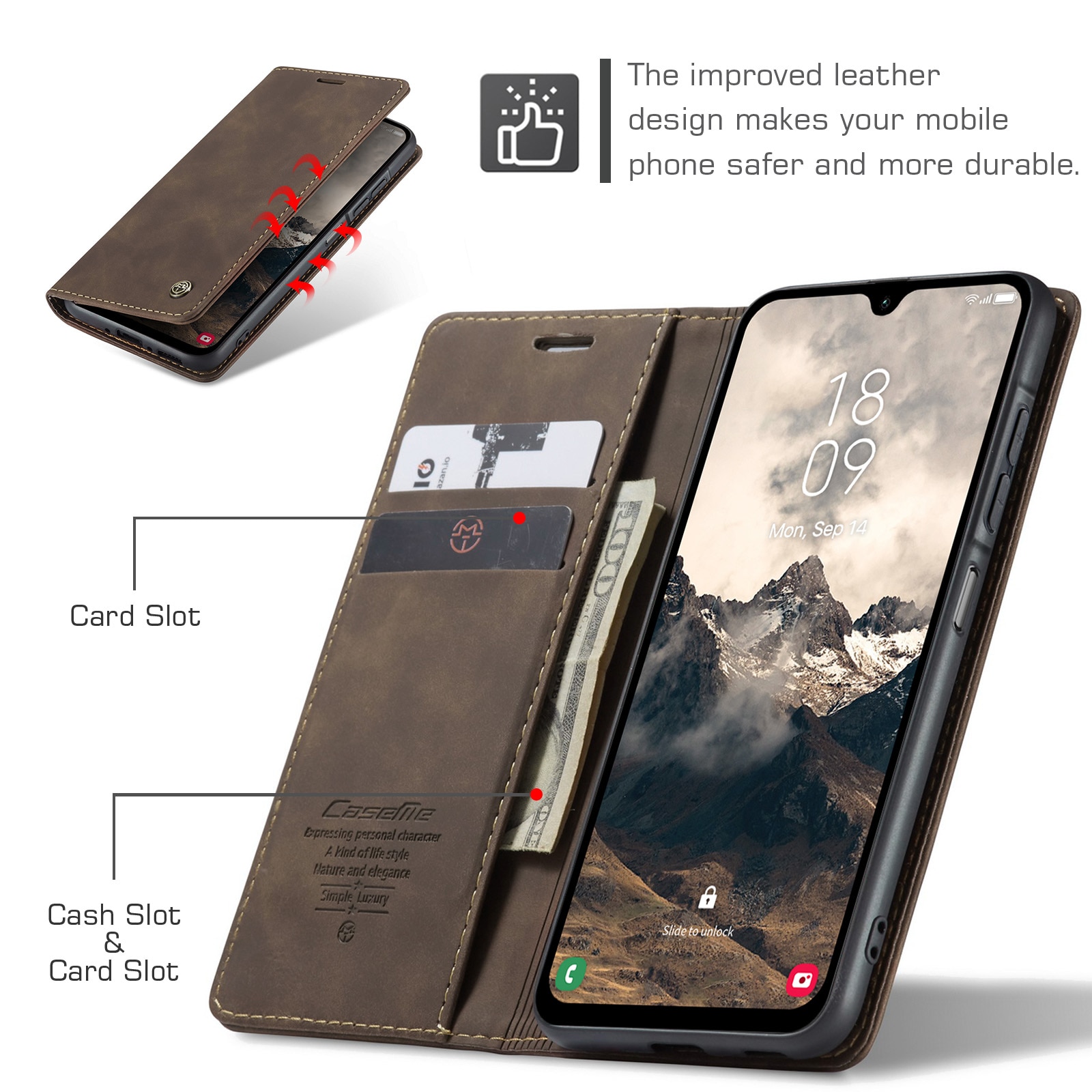 Slim Bookcover Hoesje Samsung Galaxy A17 Bruin