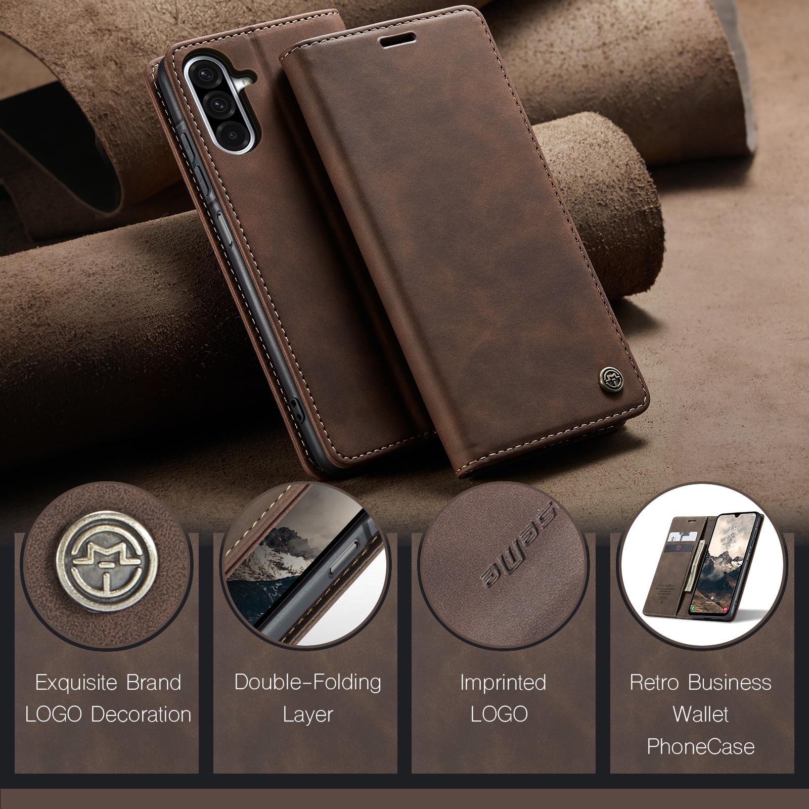 Slim Bookcover Hoesje Samsung Galaxy A17 Bruin