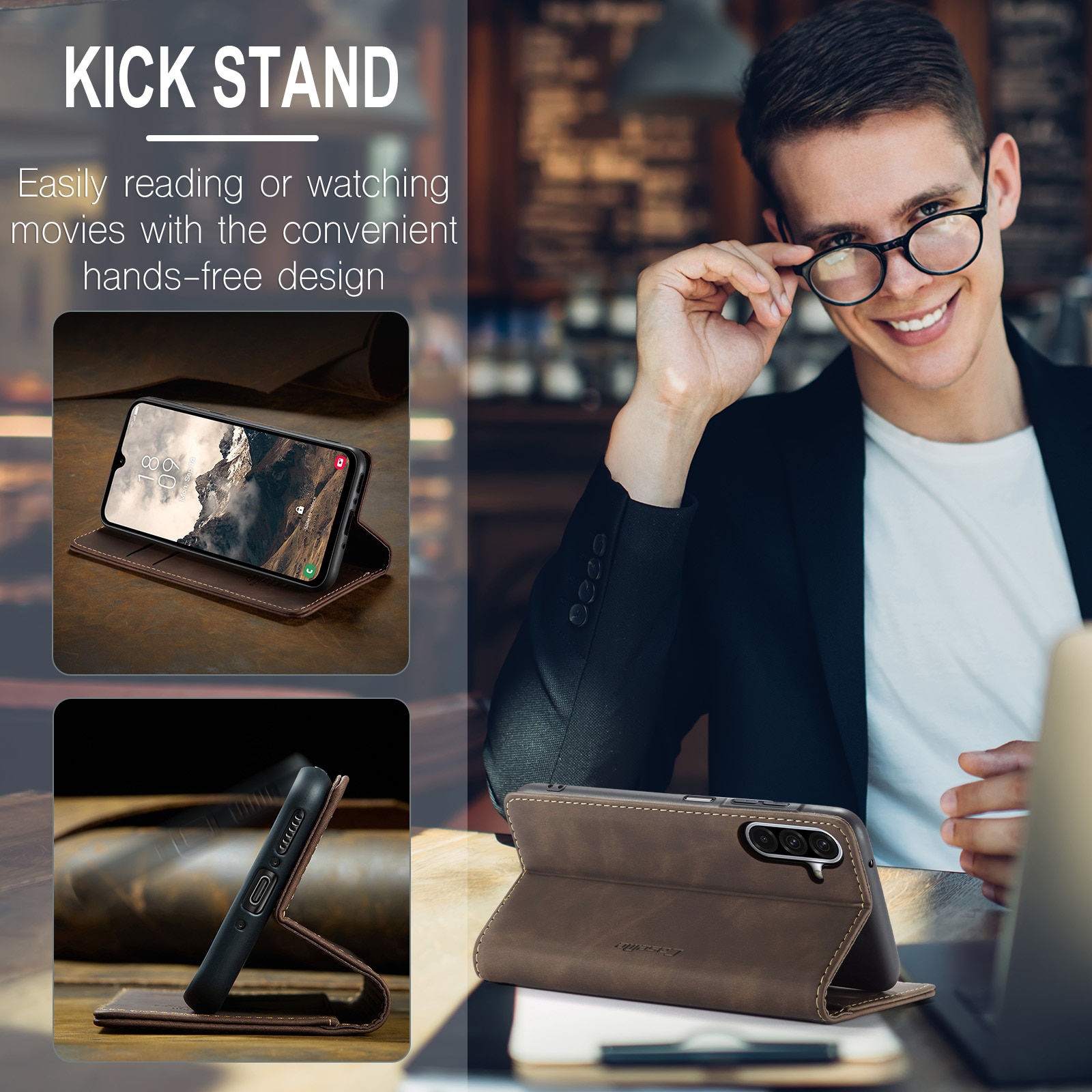 Slim Bookcover Hoesje Samsung Galaxy A17 Bruin