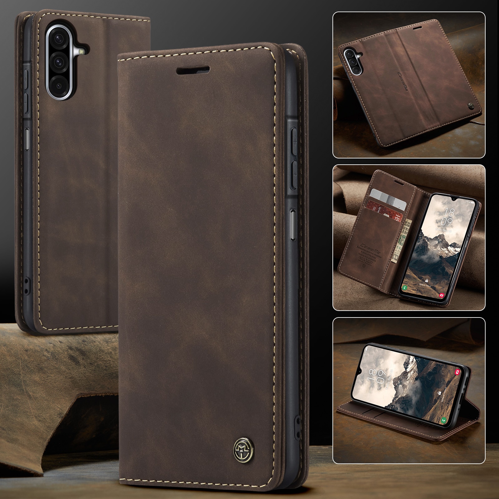 Slim Bookcover Hoesje Samsung Galaxy A17 Bruin
