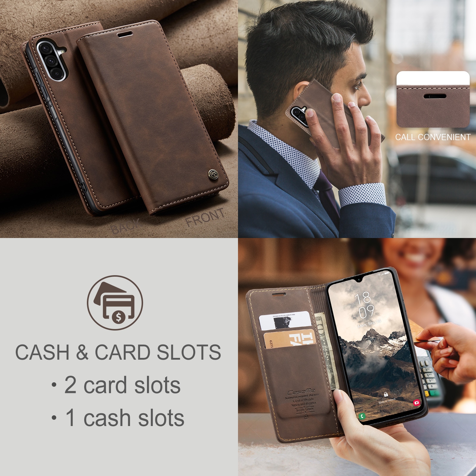 Slim Bookcover Hoesje Samsung Galaxy A17 Bruin