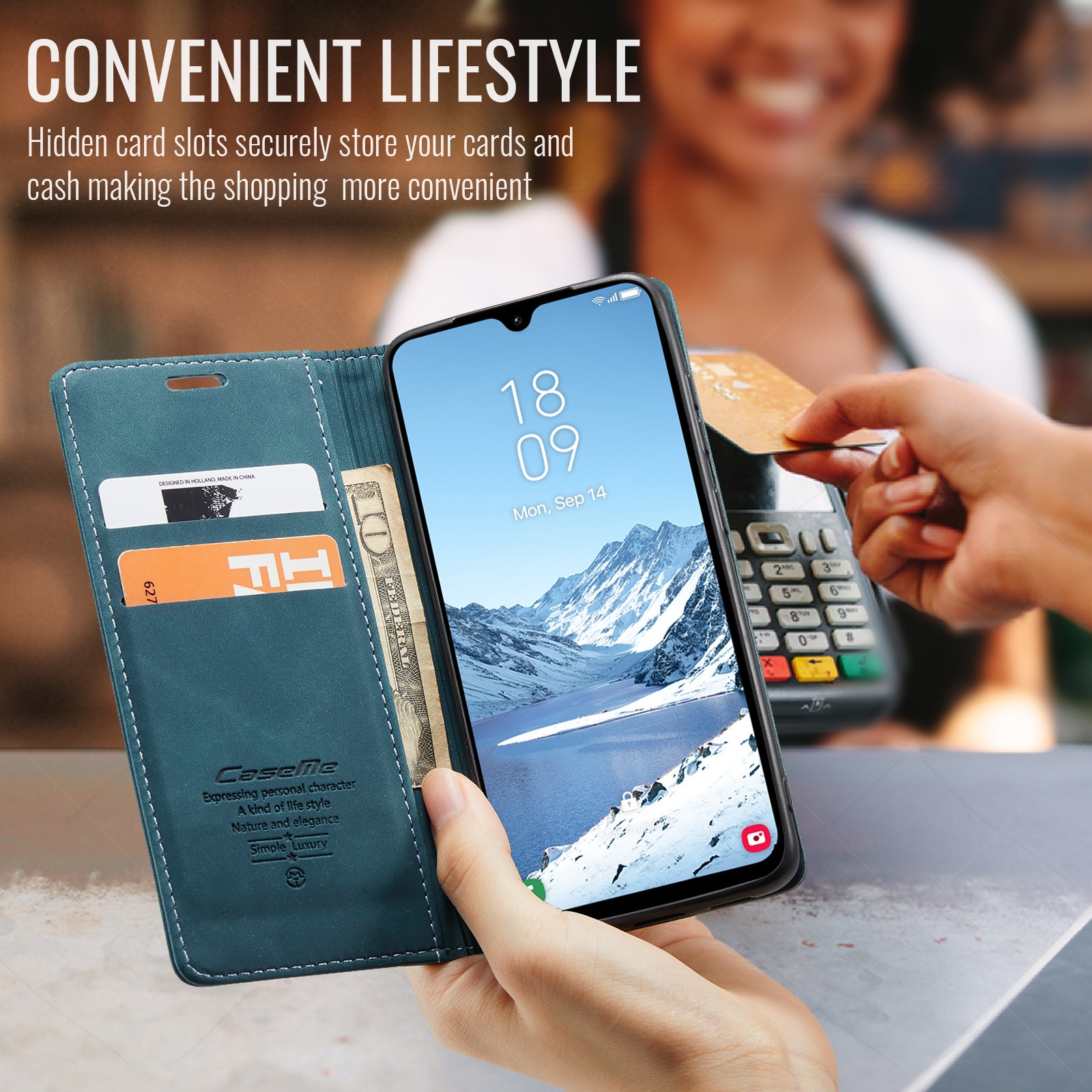 Slim Bookcover Hoesje Samsung Galaxy A17 Blauw