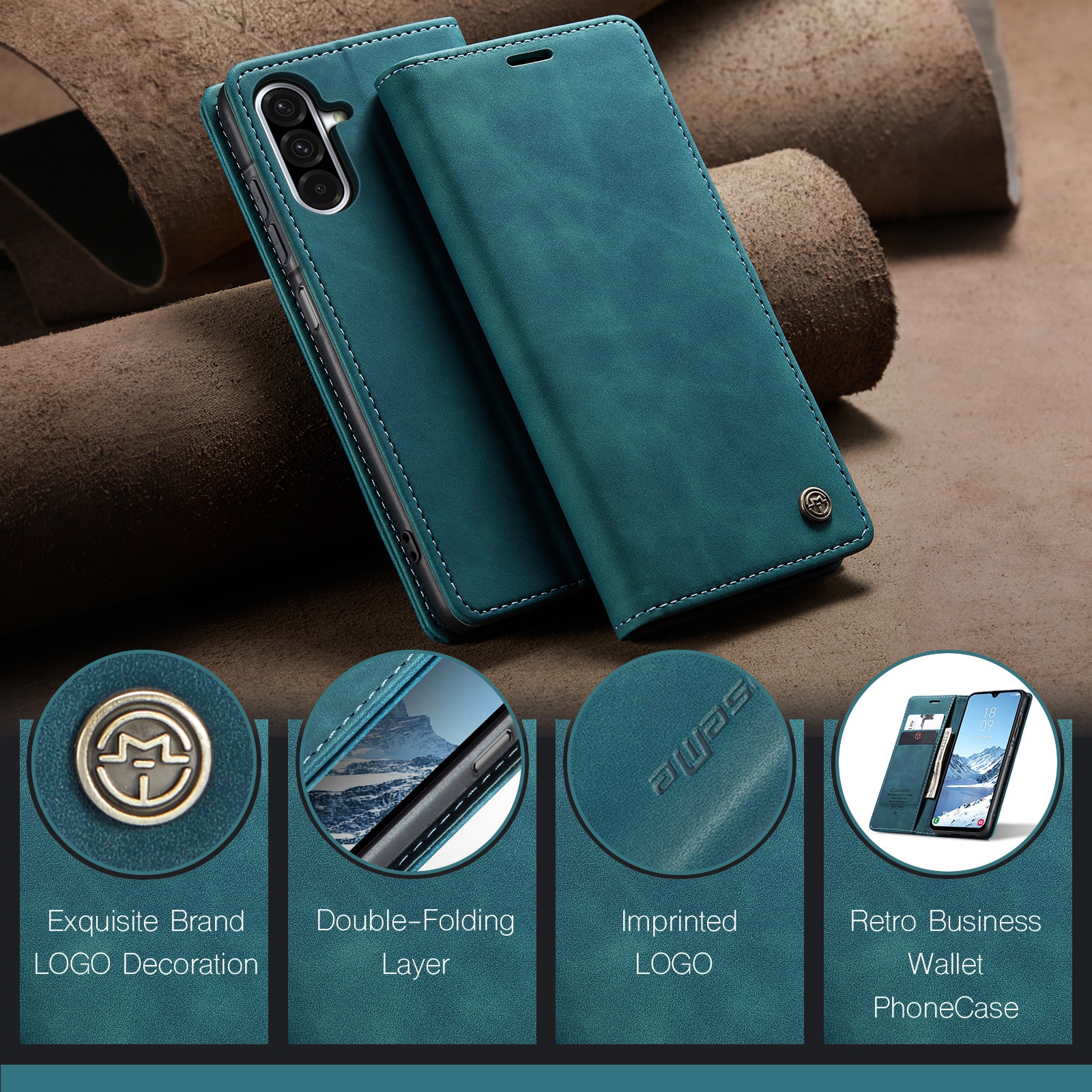 Slim Bookcover Hoesje Samsung Galaxy A17 Blauw
