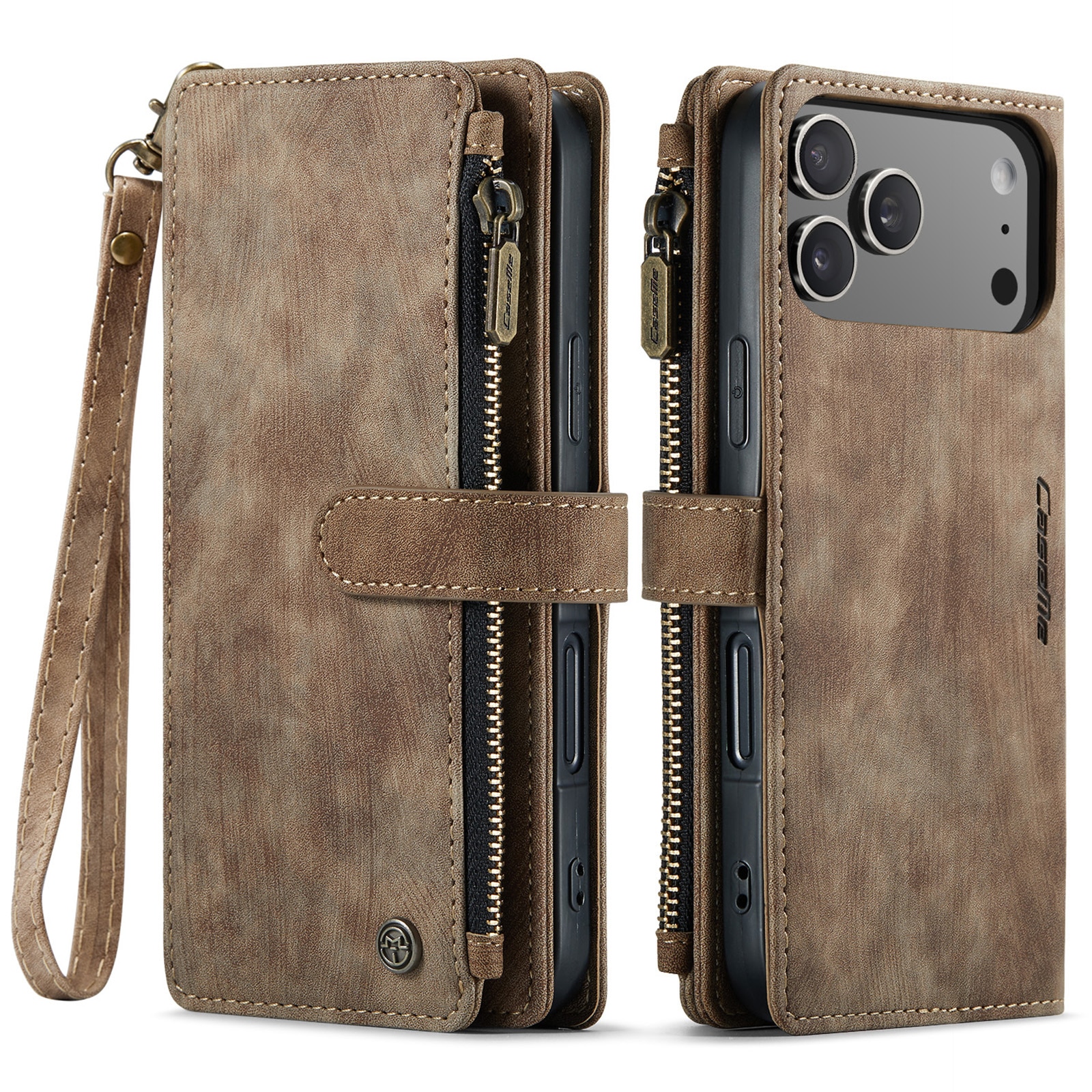 Bookcover hoesje Rits iPhone 17 Pro Bruin
