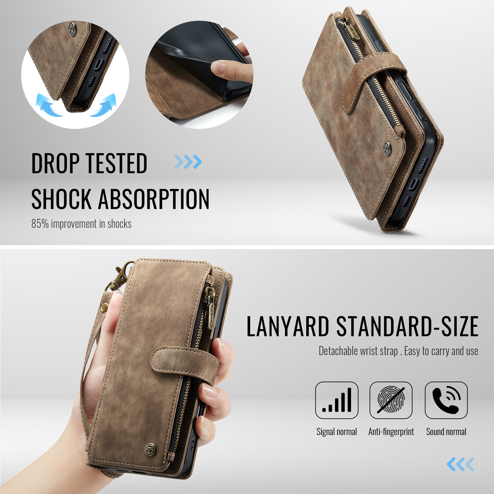 Bookcover hoesje Rits iPhone 17 Pro Bruin