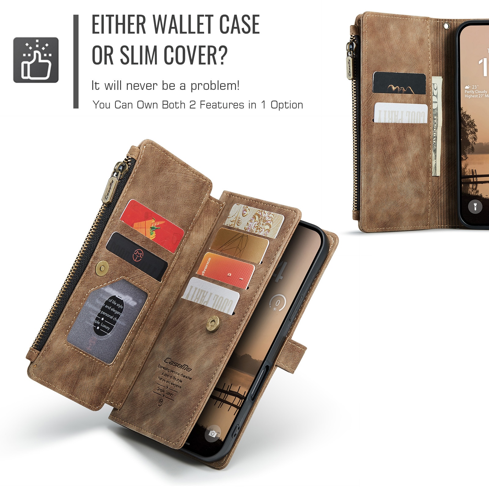 Bookcover hoesje Rits iPhone 17 Pro Bruin
