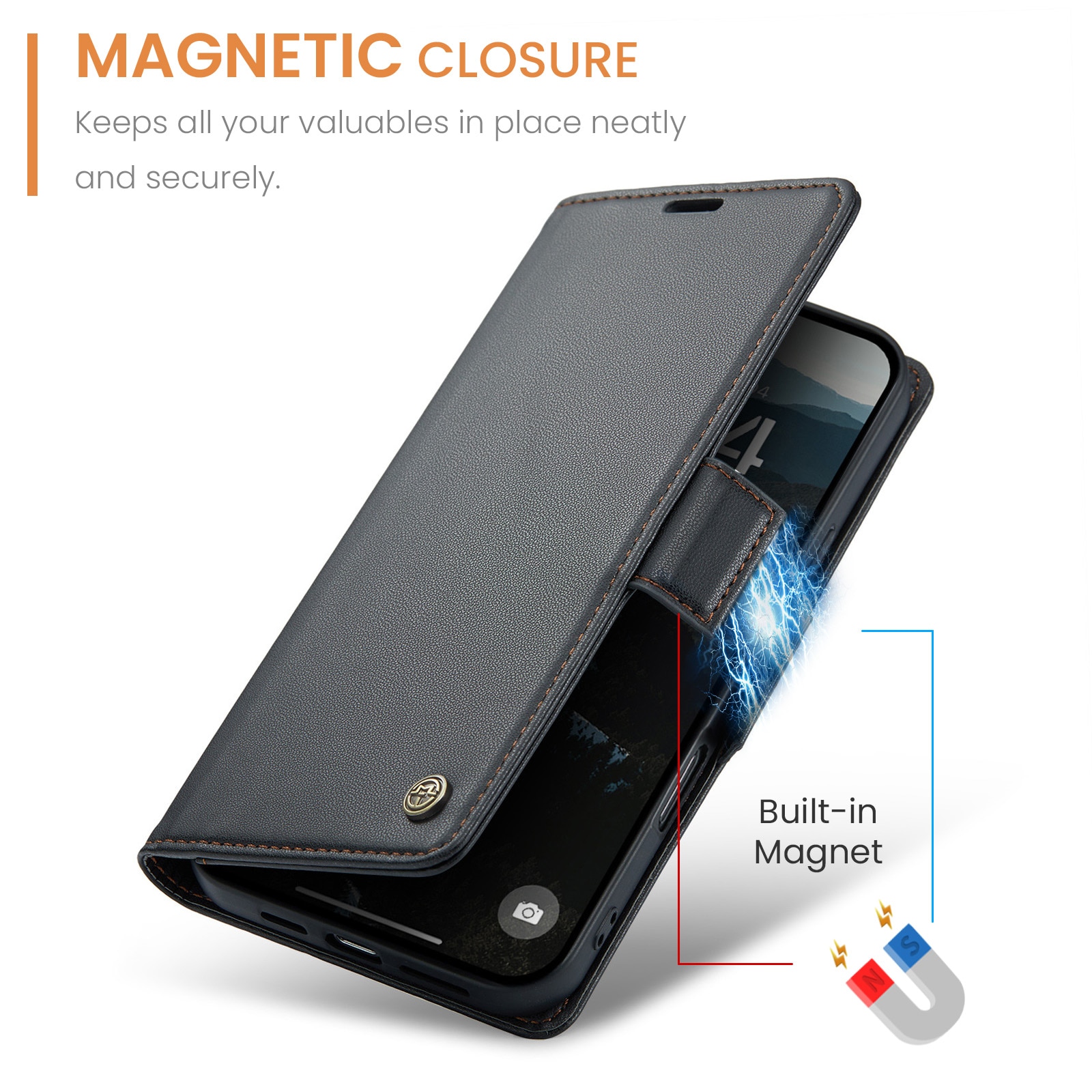 RFID blocking Slim Bookcover Hoesje iPhone 17 Pro Zwart