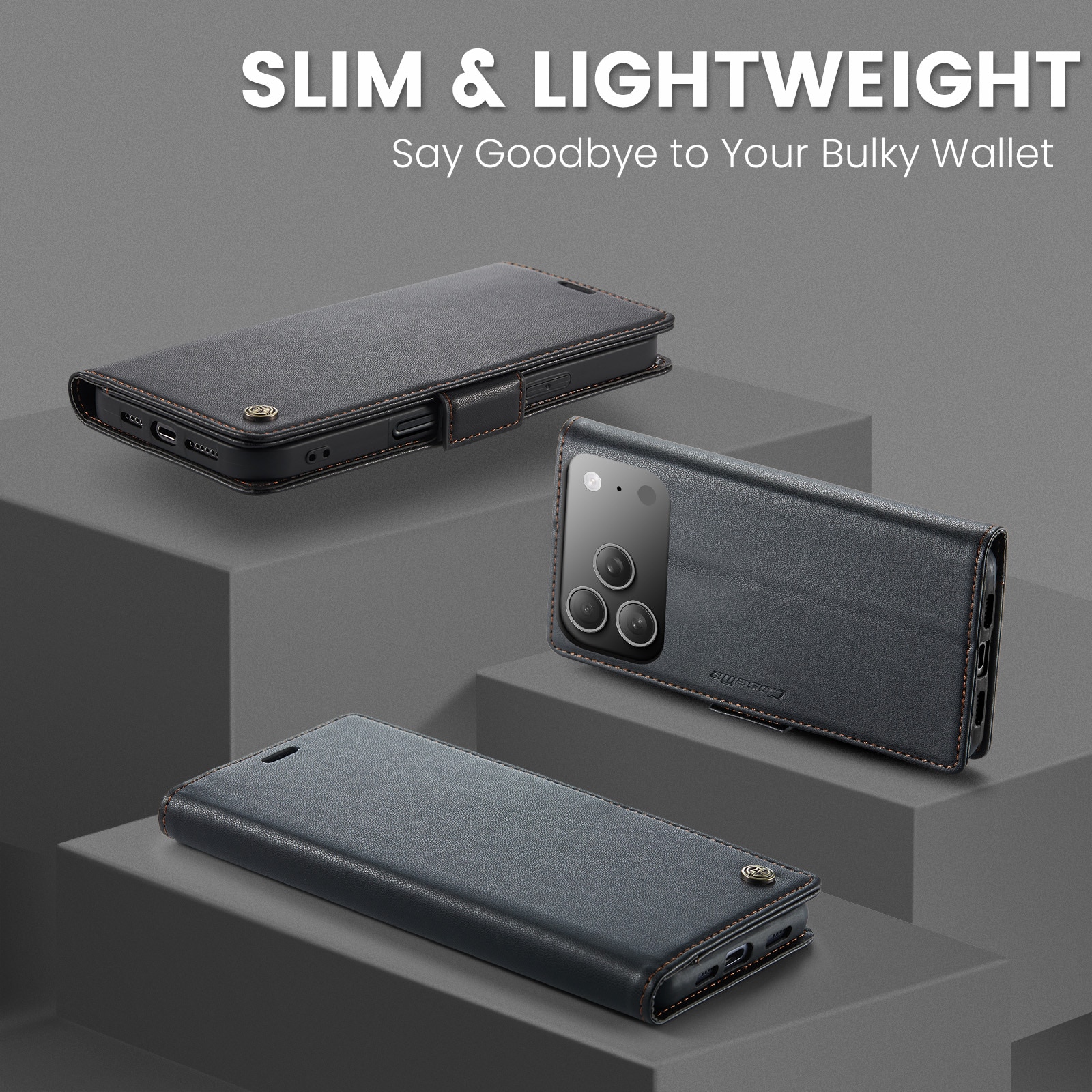 RFID blocking Slim Bookcover Hoesje iPhone 17 Pro Zwart