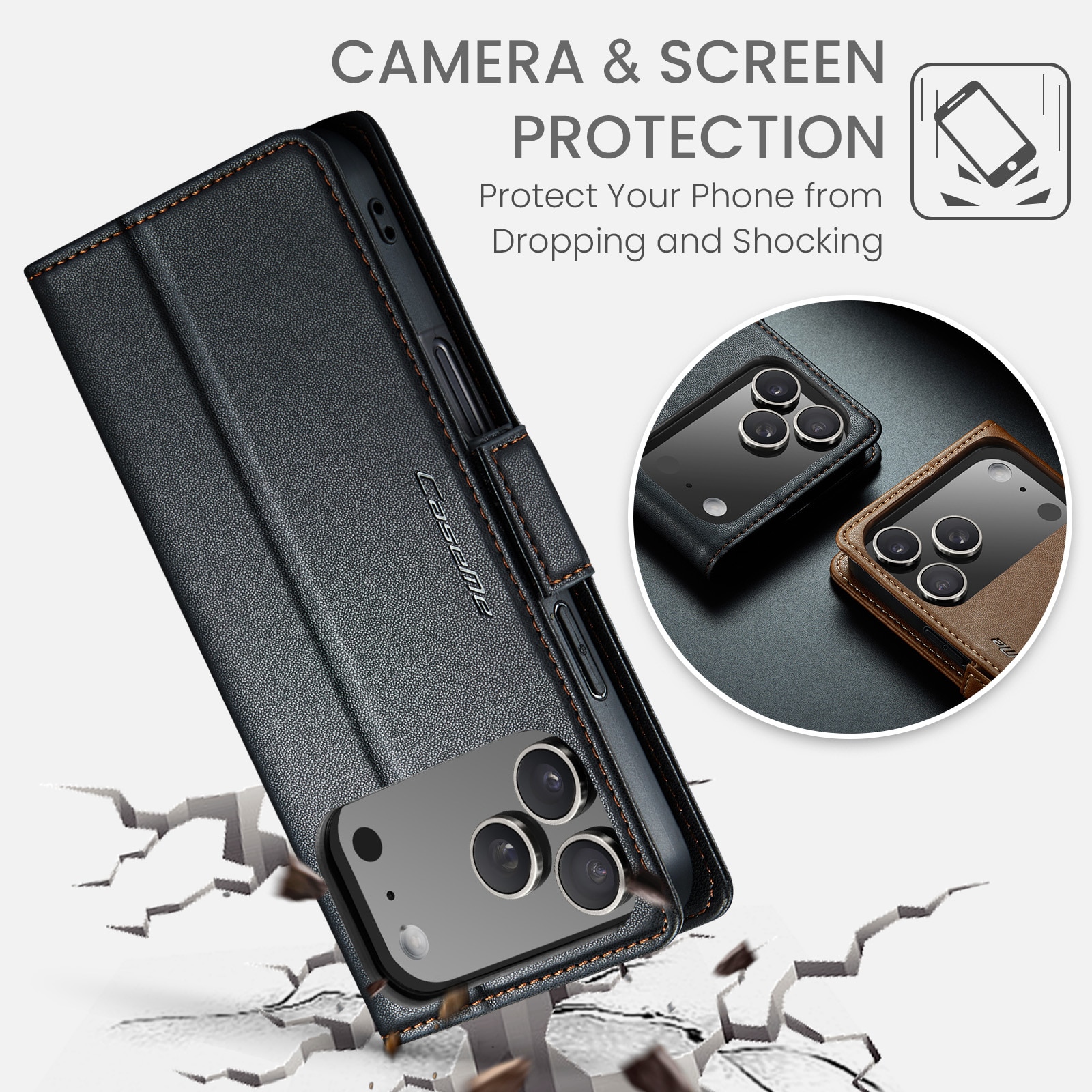 RFID blocking Slim Bookcover Hoesje iPhone 17 Pro Zwart