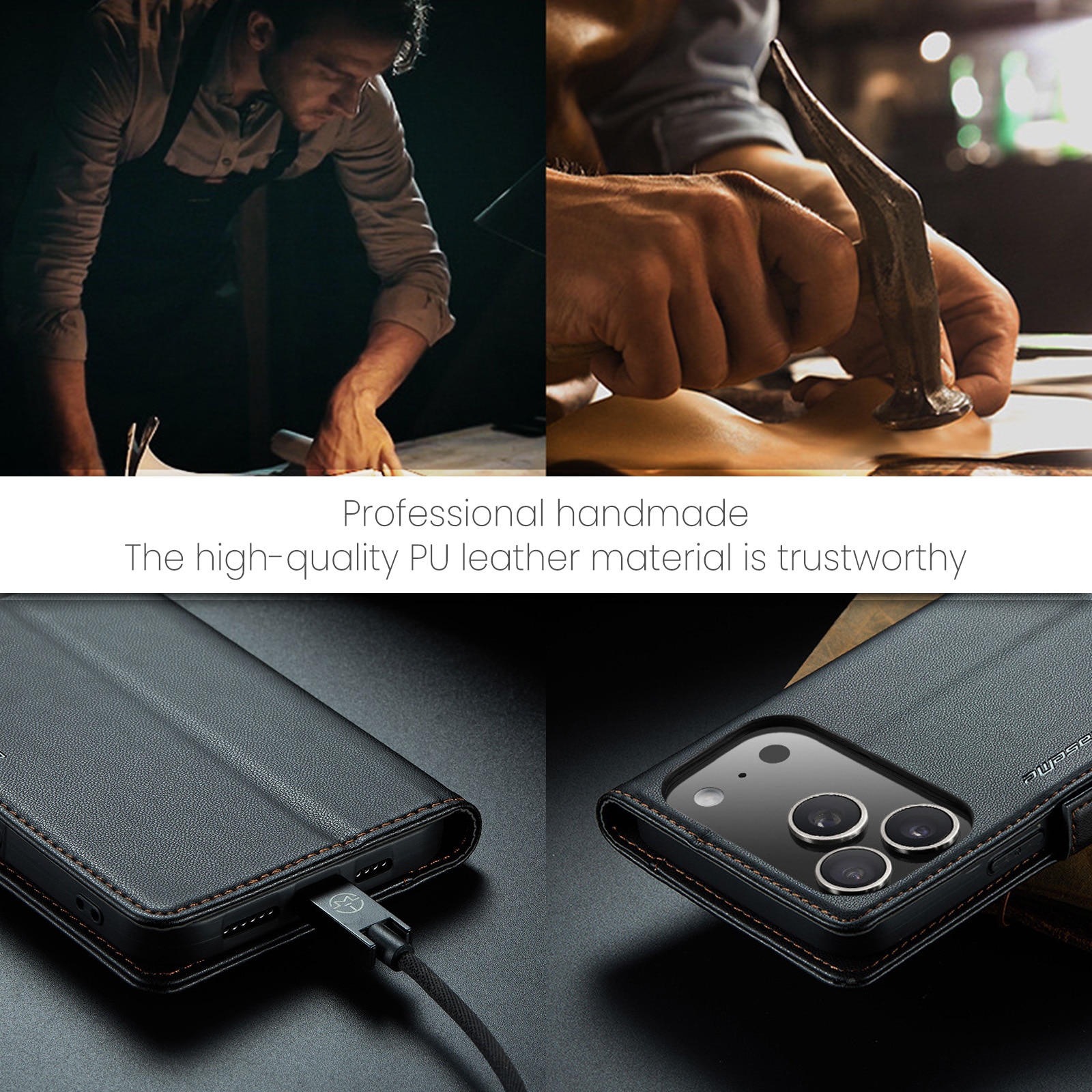 RFID blocking Slim Bookcover Hoesje iPhone 17 Pro Max Zwart