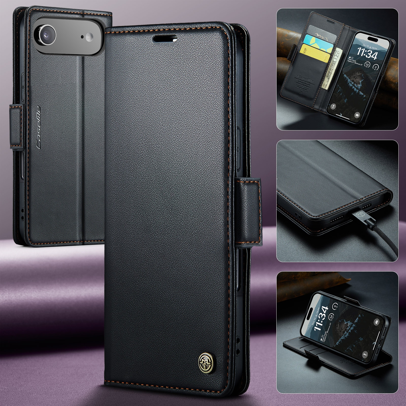 RFID blocking Slim Bookcover Hoesje iPhone 17 Air Zwart