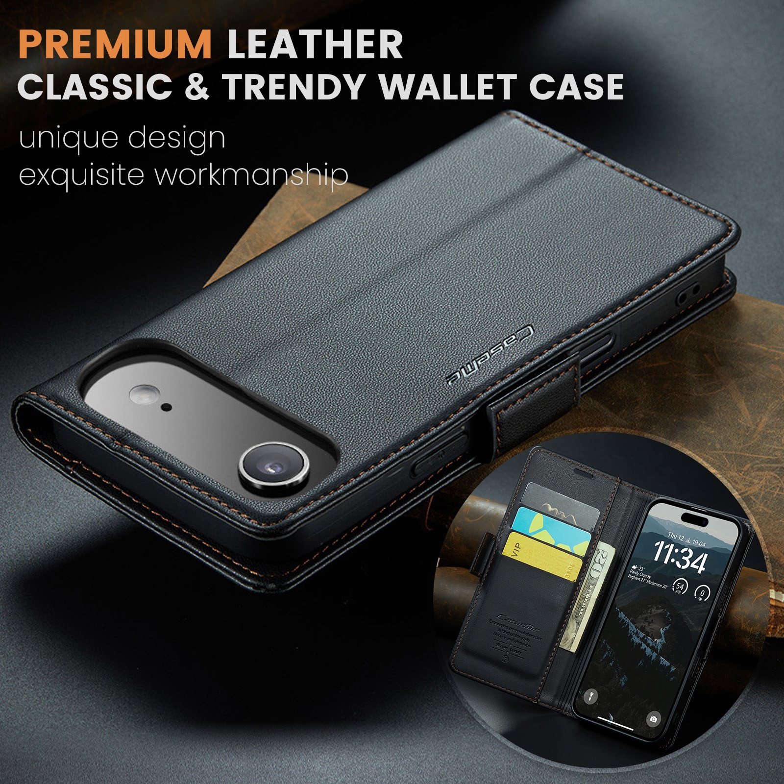 RFID blocking Slim Bookcover Hoesje iPhone 17 Air Zwart