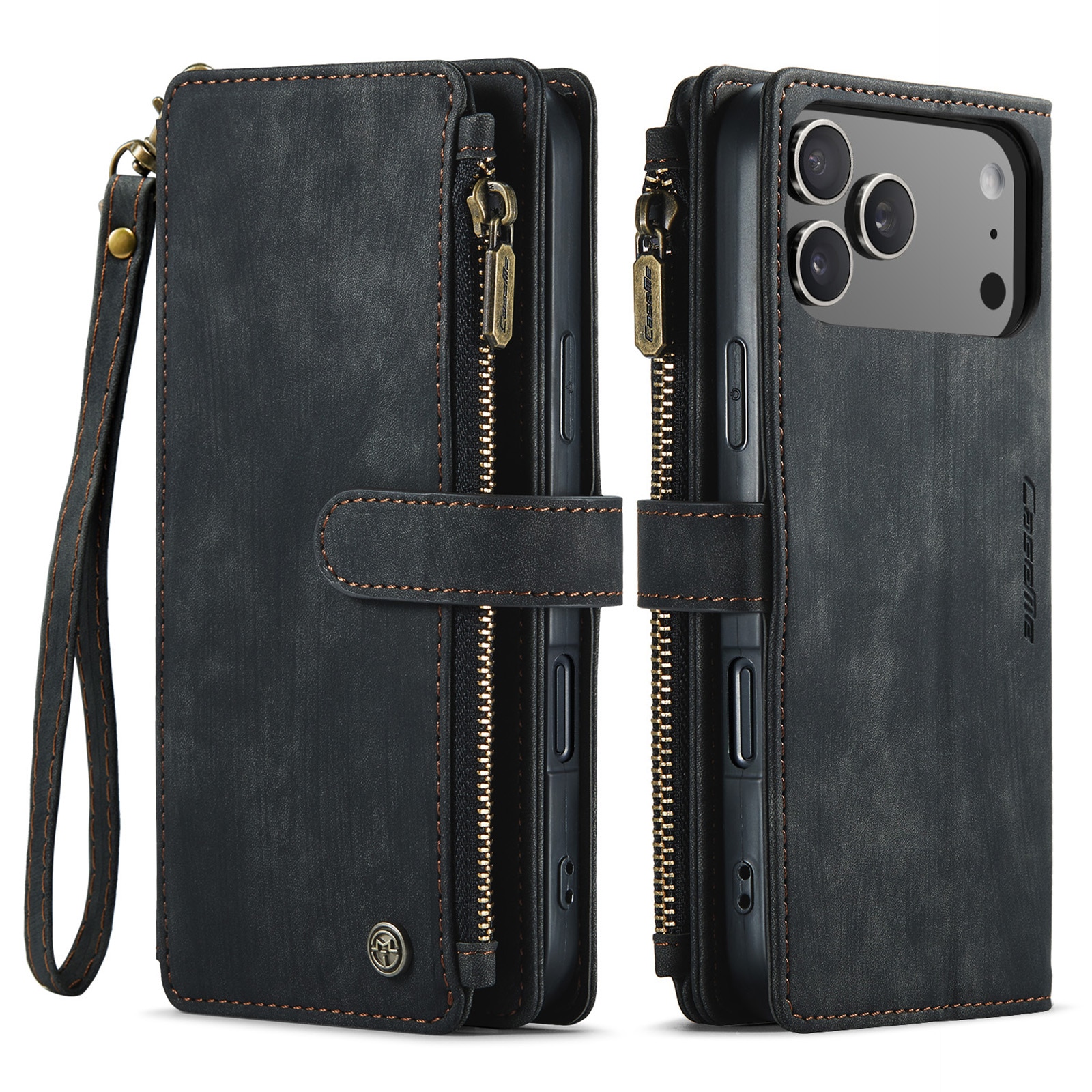 Bookcover hoesje Rits iPhone 17 Pro Max Zwart
