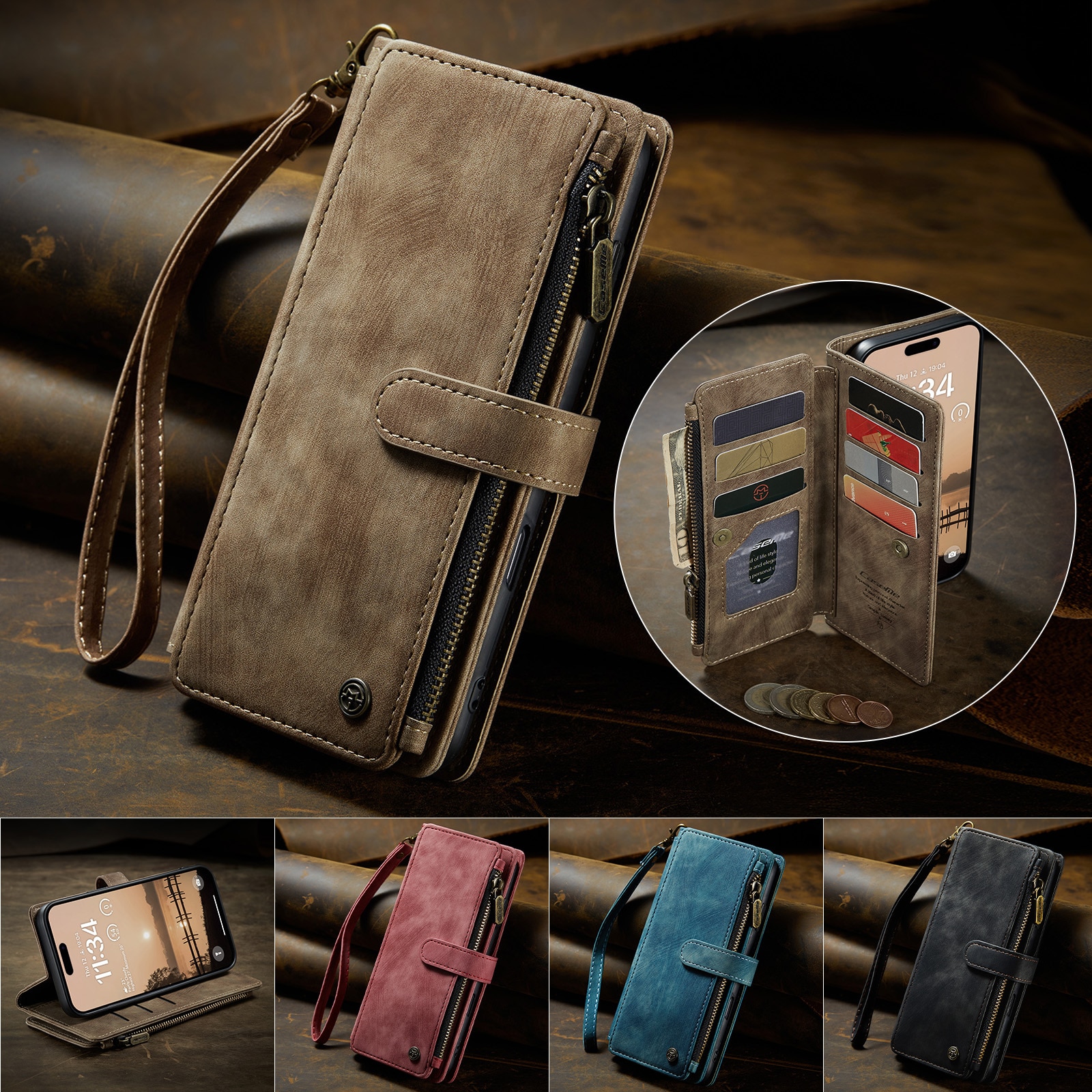 Bookcover hoesje Rits iPhone 17 Pro Max Bruin