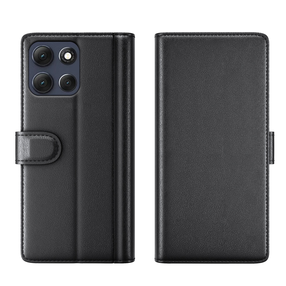 Motorola Moto G86 Echt lederen hoesje Zwart