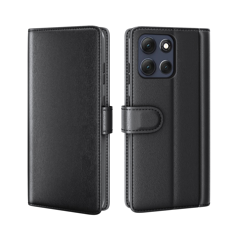 Motorola Moto G86 Echt lederen hoesje Zwart