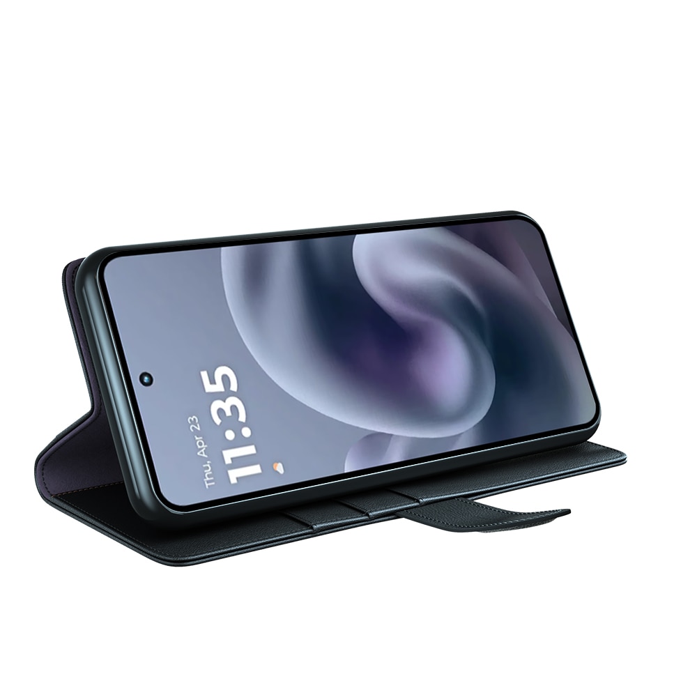 Motorola Moto G86 Echt lederen hoesje Zwart