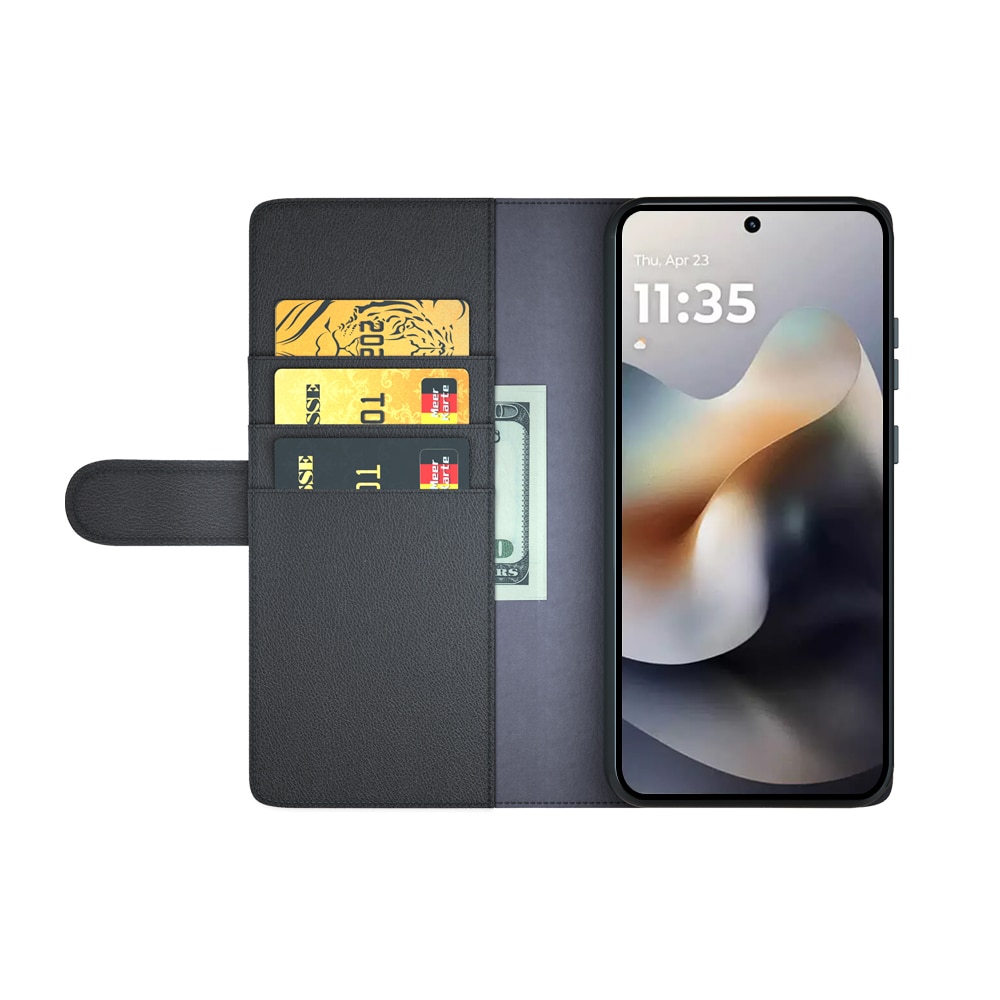 Motorola Moto G56 Echt lederen hoesje Zwart