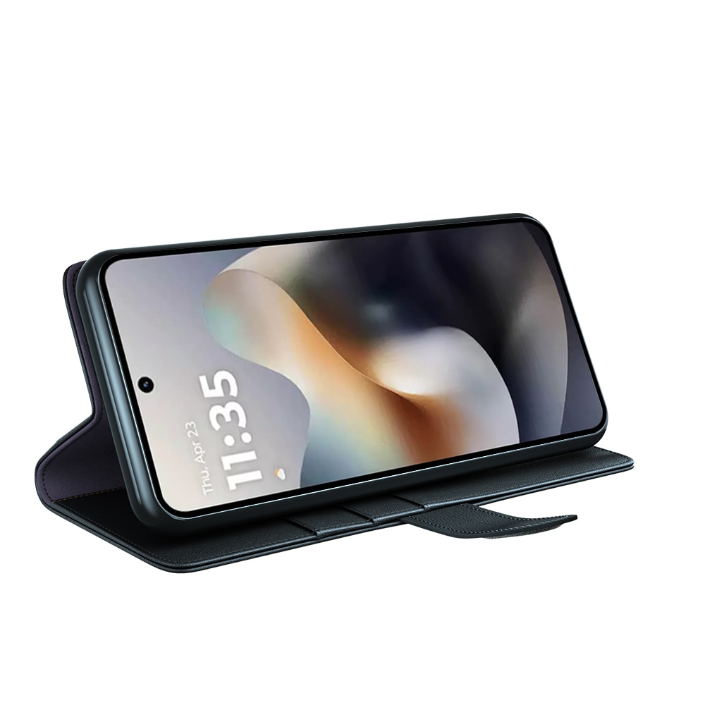 Motorola Moto G56 Echt lederen hoesje Zwart
