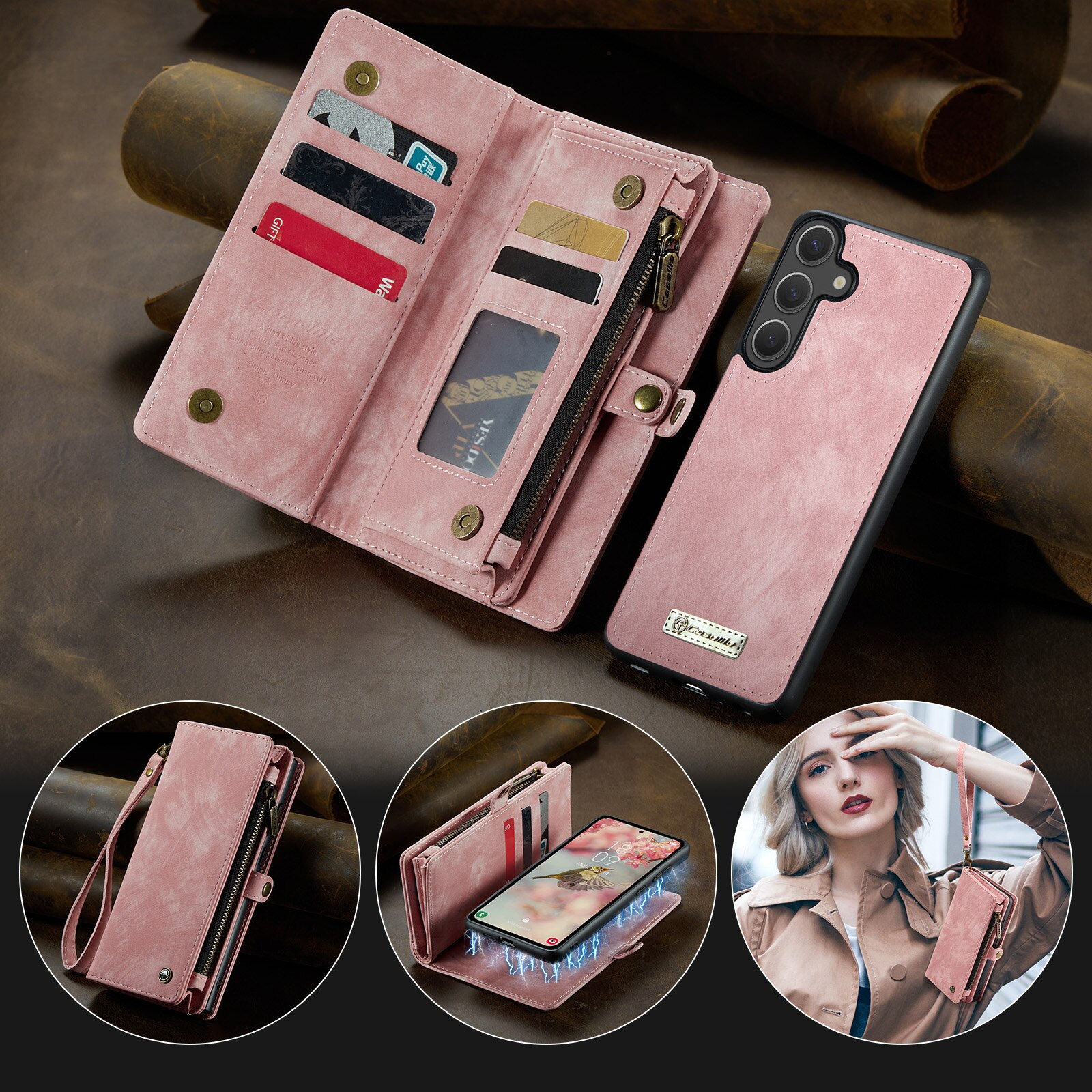 Multi-slot Hoesje Samsung Galaxy S25 FE Roze